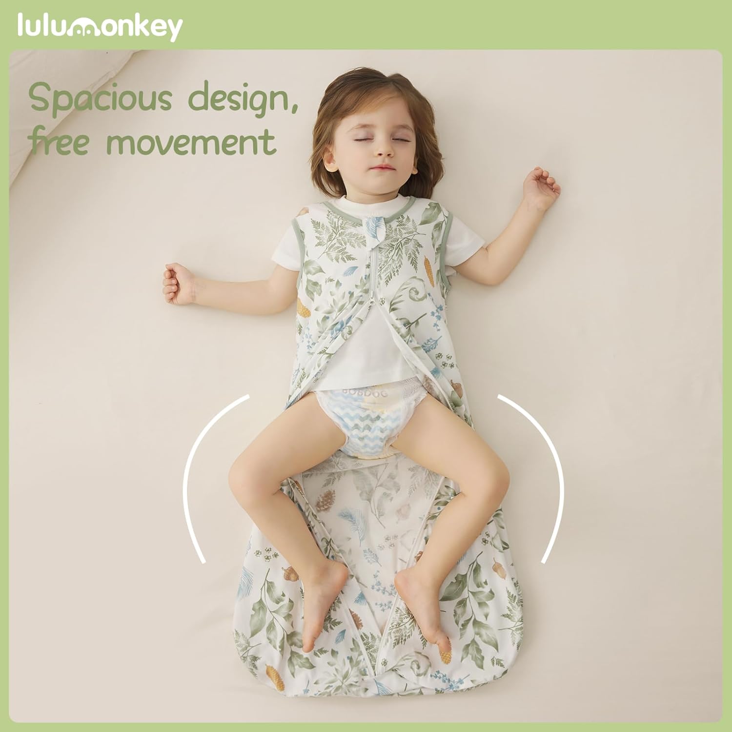 Thumbnail 4 de LULUMONKEY 0.5 Tog Baby Summer Sleeping Bag (18-36 Months) in Forest