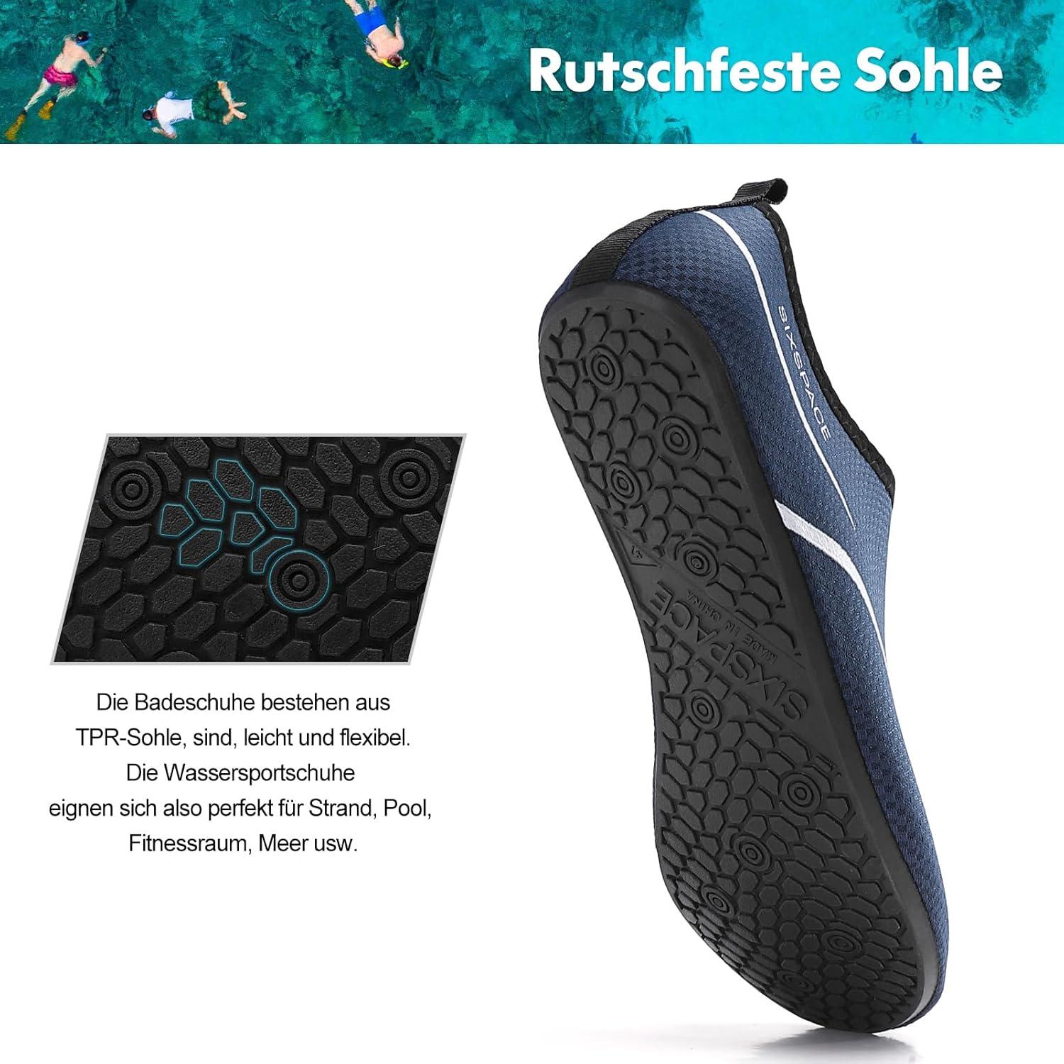 Thumbnail 5 de Sixspace Badeschuhe & Wasserschuhe für Damen und Herren, schnell trocknend, rutschfest (Gr. 34–47)