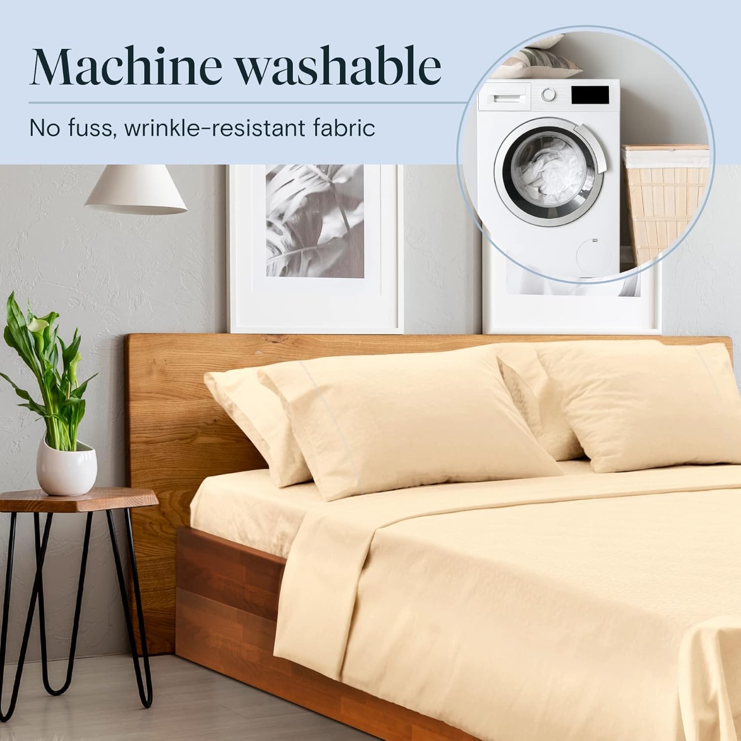 Detalle 2 de LuxClub Double Fitted Sheet with 40cm Depth in Beige