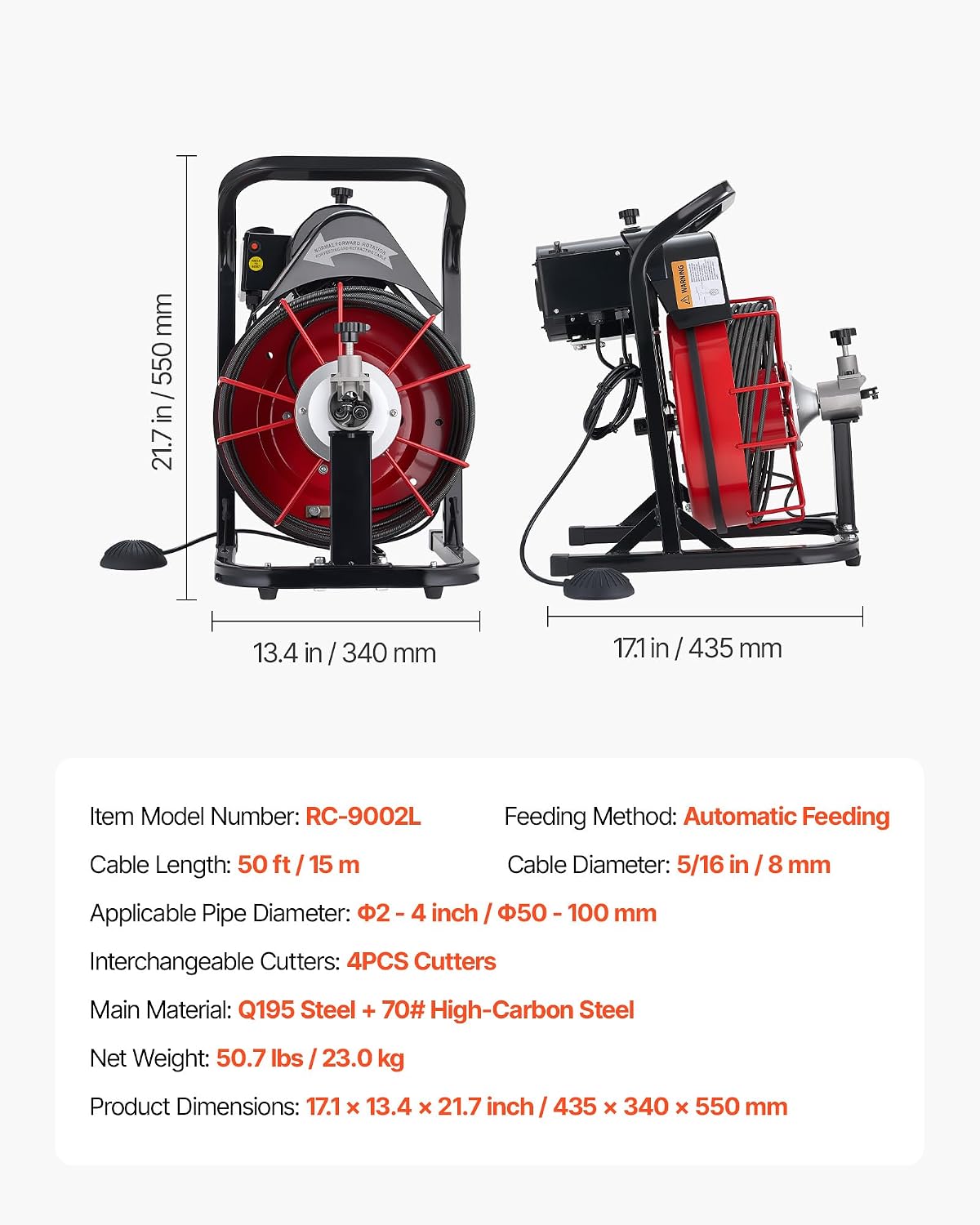 Thumbnail 6 de VEVOR Drain Cleaner Machine 50 FT Cable
