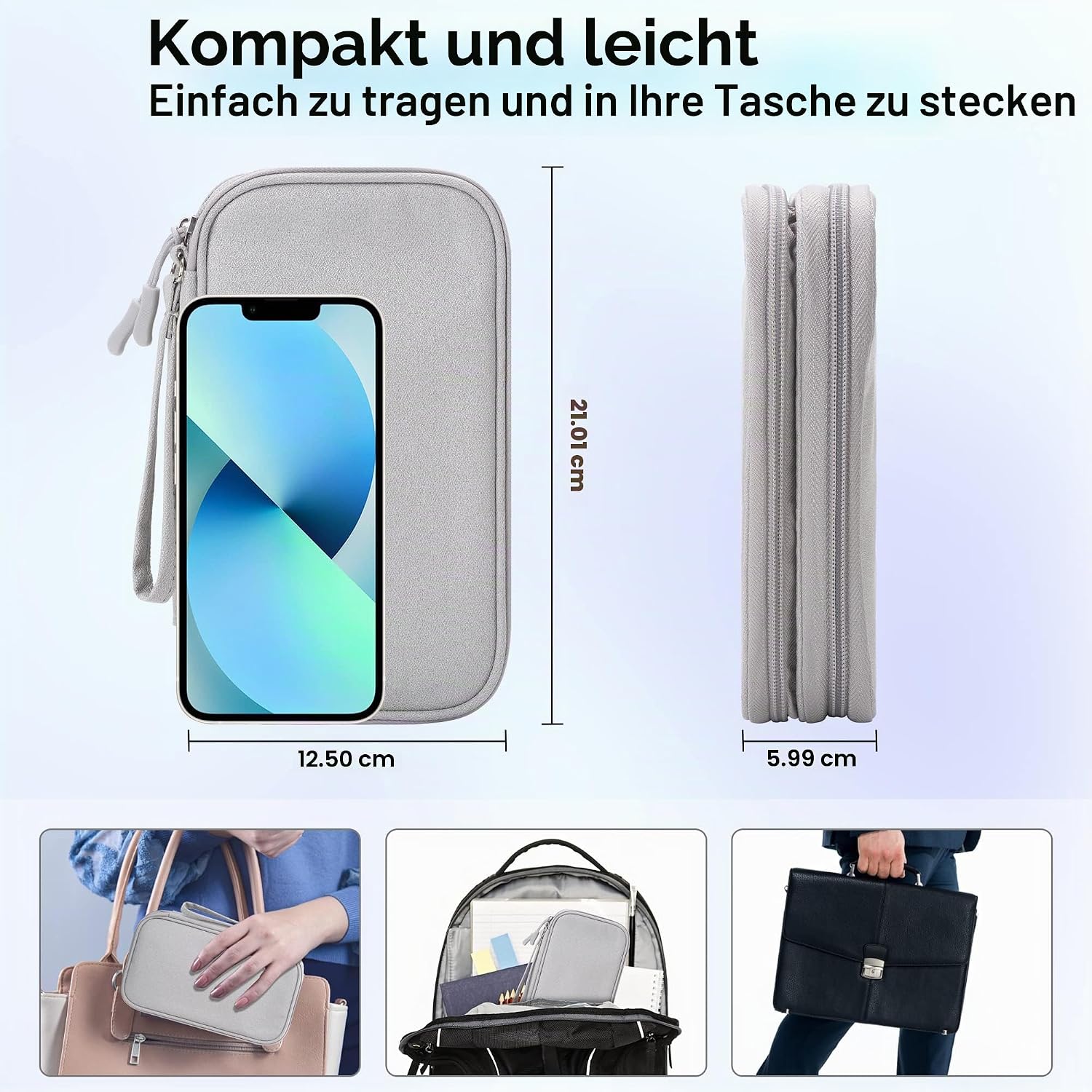 Detalle de Arae Elektronik Zubehör Organizer – Doppelschicht Kabeltasche, Grau