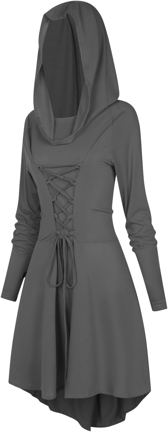 Detalle 2 de TSIRNK TSIRNK23213 gothic damesjurk met capuchon voor Halloween en carnaval