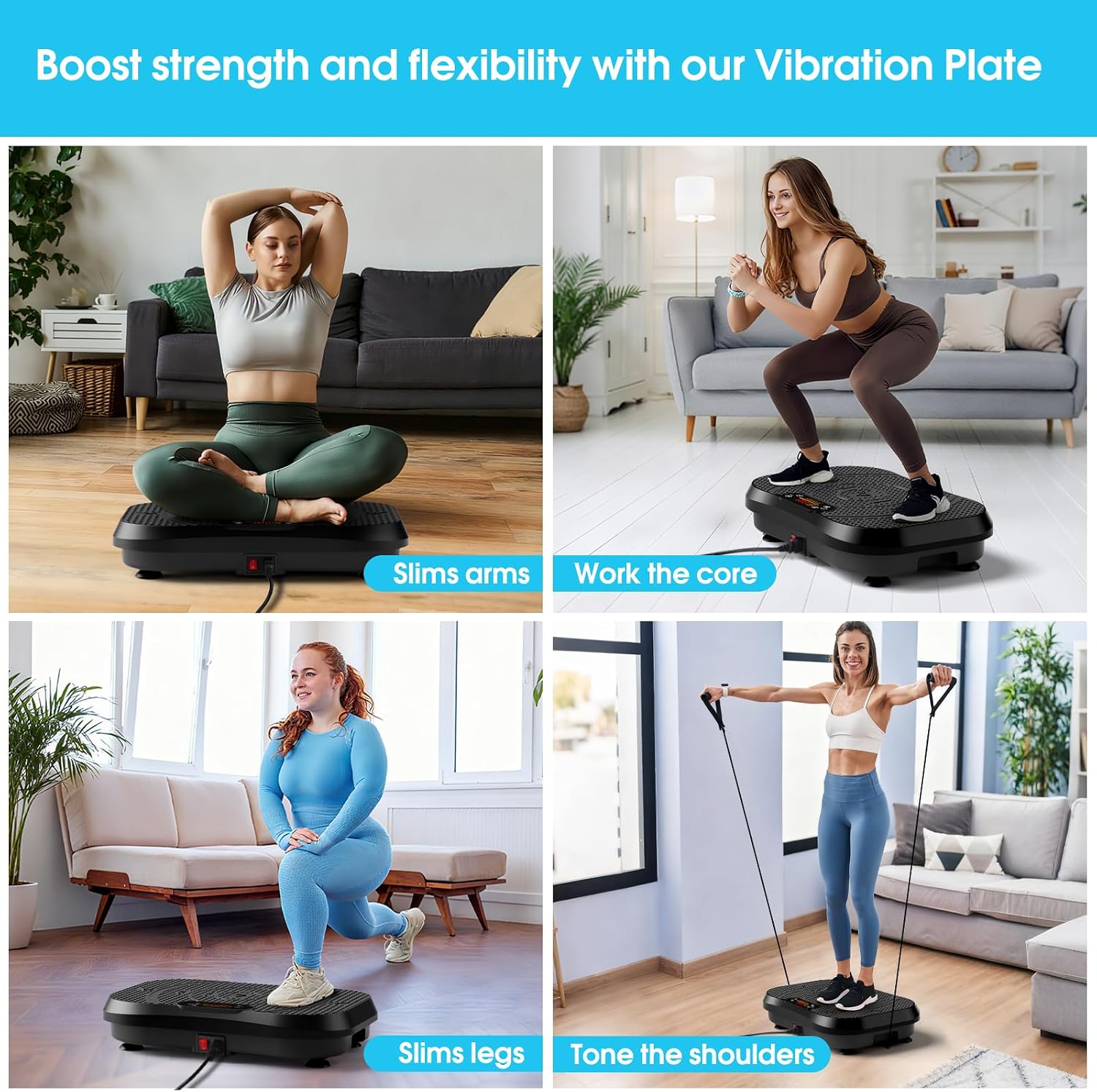 Detalle de SoftGym vibration plate exercise machine for lymphatic drainage support (up to 450 lb capacity)