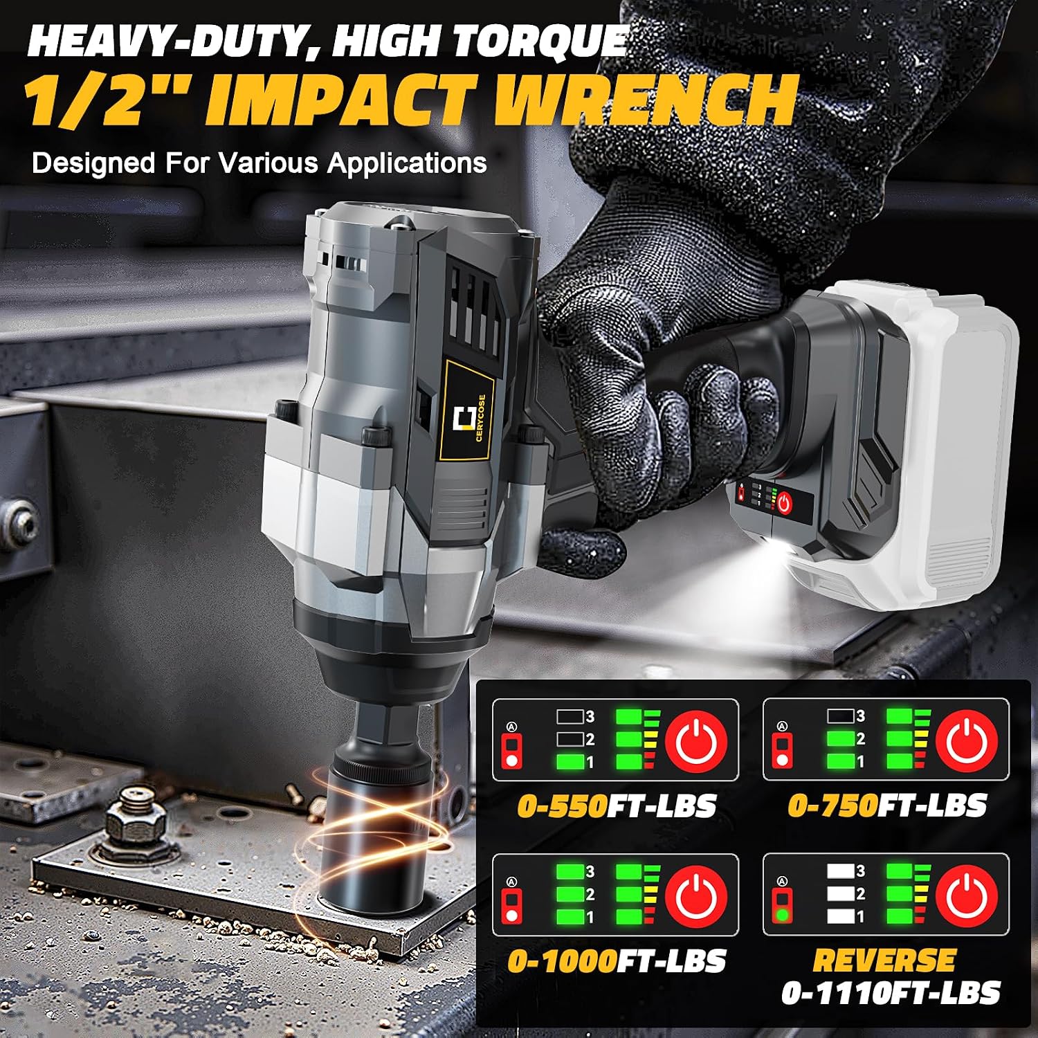 Detalle 2 de 1/2" Cordless Impact Wrench 1000ft-lbs