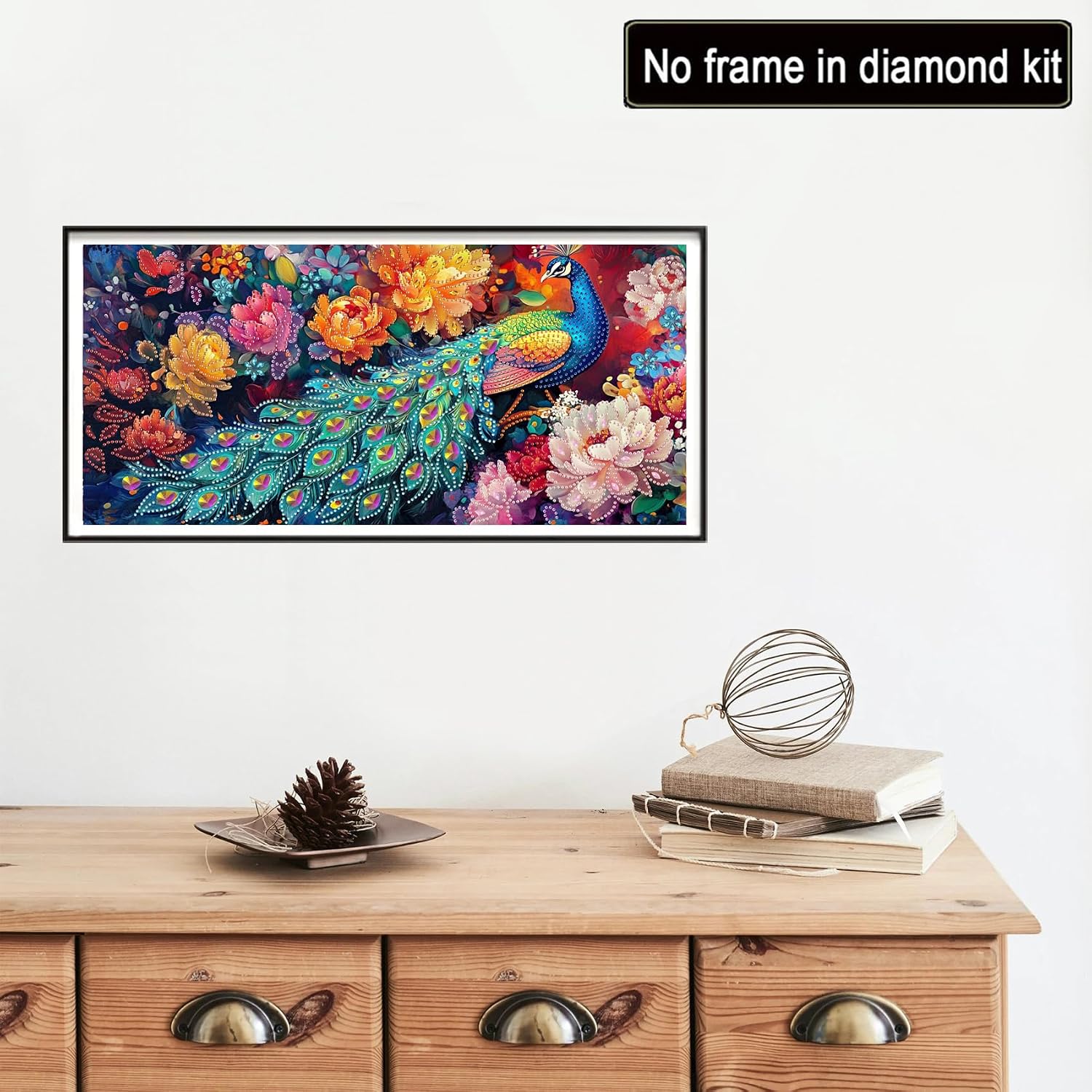 Detalle 2 de Reofrey DIY Special Shape Large Diamond Art Kit – Peacock 30x60cm