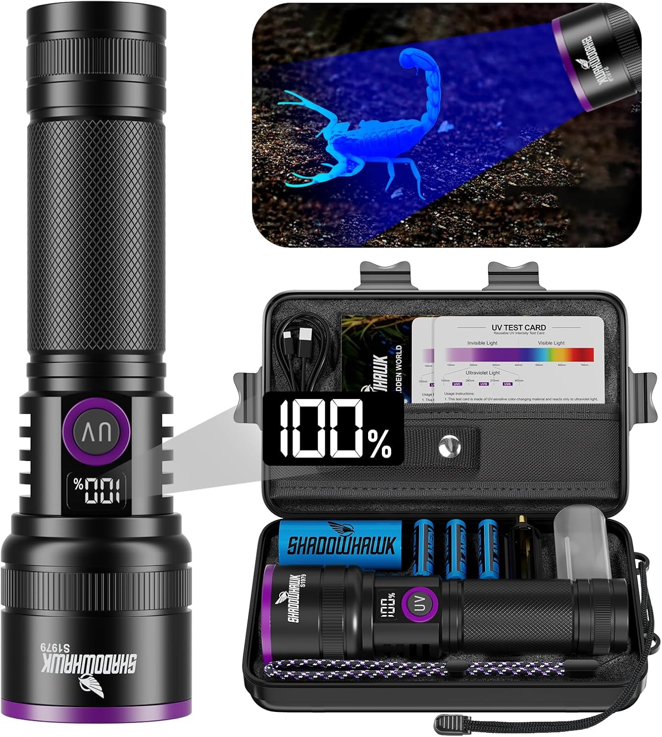 Detalle de Shadowhawk S1979 30W 365nm Linterna UV recargable