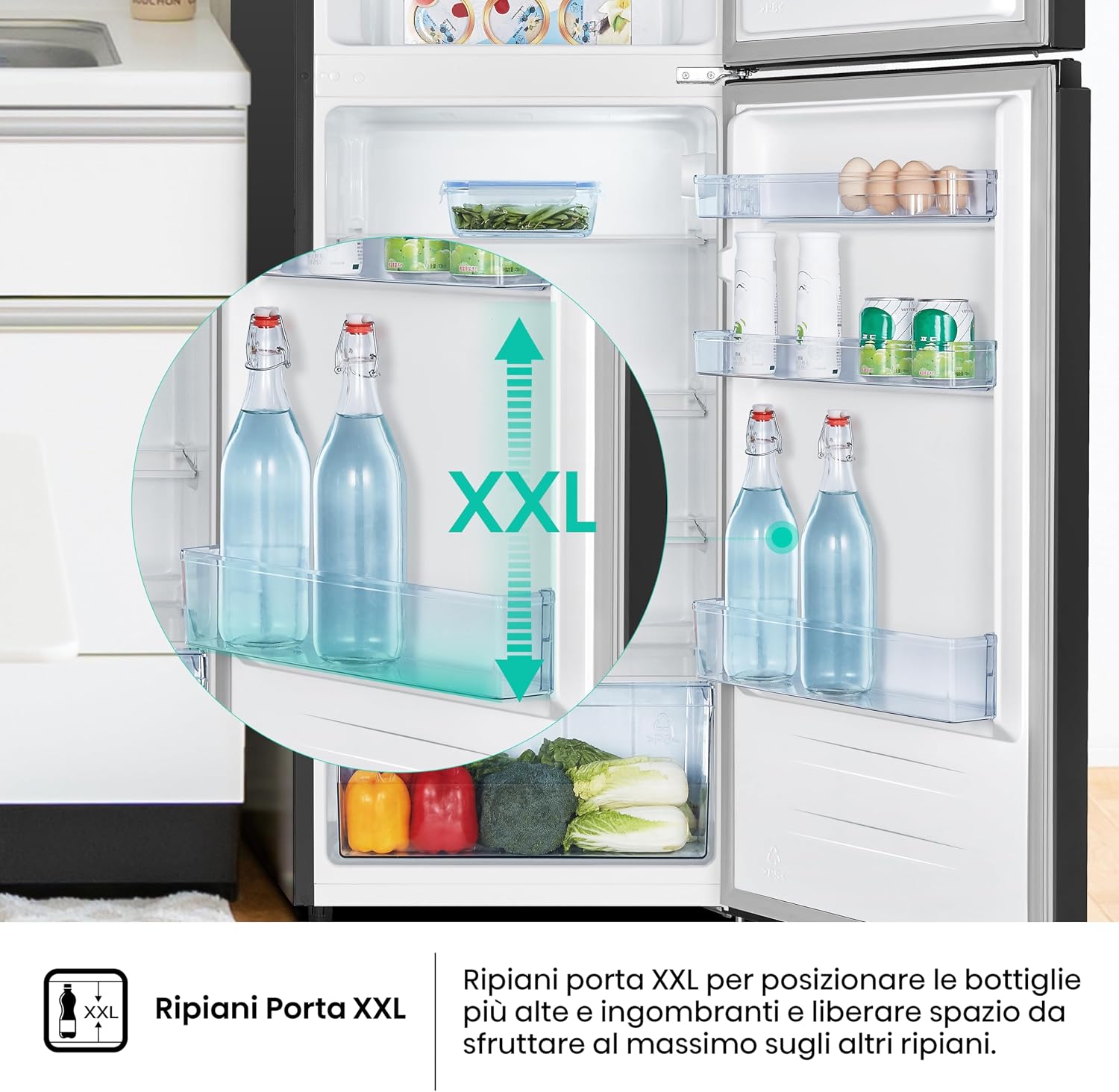 Thumbnail 4 de Hisense MTM55205EB Frigorifero Doppia Porta – 206 L, Nero, Illuminazione LED, Porte reversibili