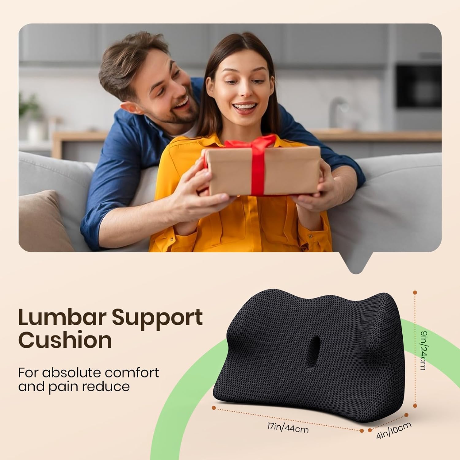 Thumbnail 4 de Benazcap Lumbar Support Cushion (Black) – ergonomic coccyx & lumbar cushion for office, car and gaming chairs