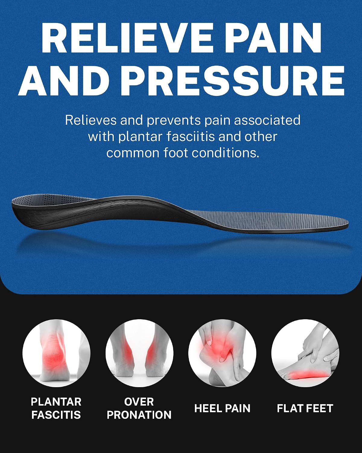 Detalle 2 de WalkHero Plantar Fasciitis Insoles, Men's 13–13 1/2