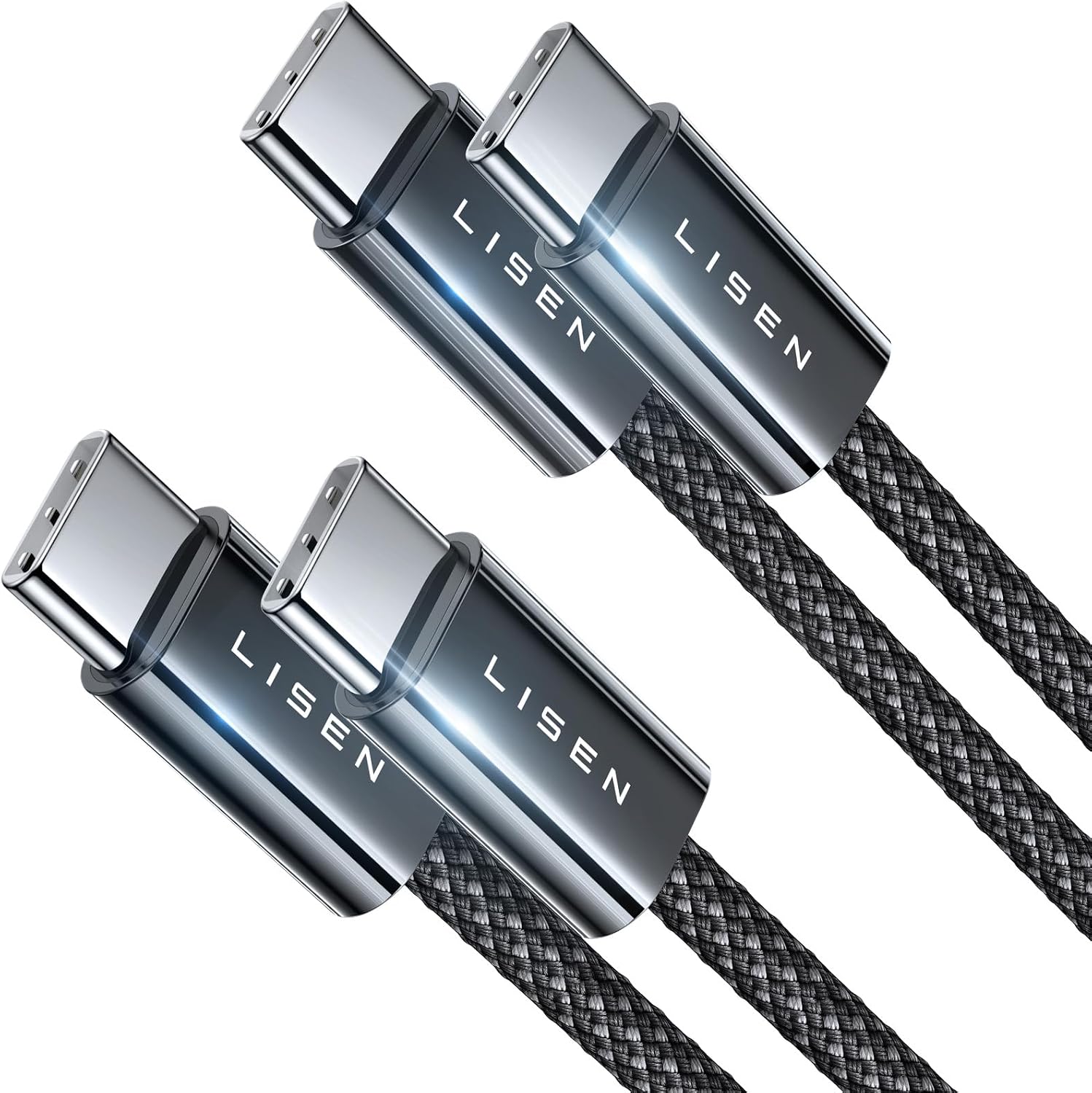 Detalle de LISEN USB-C Kabel Schnellladekabel 60W PD3.0 – 2er Pack, 0,5 m