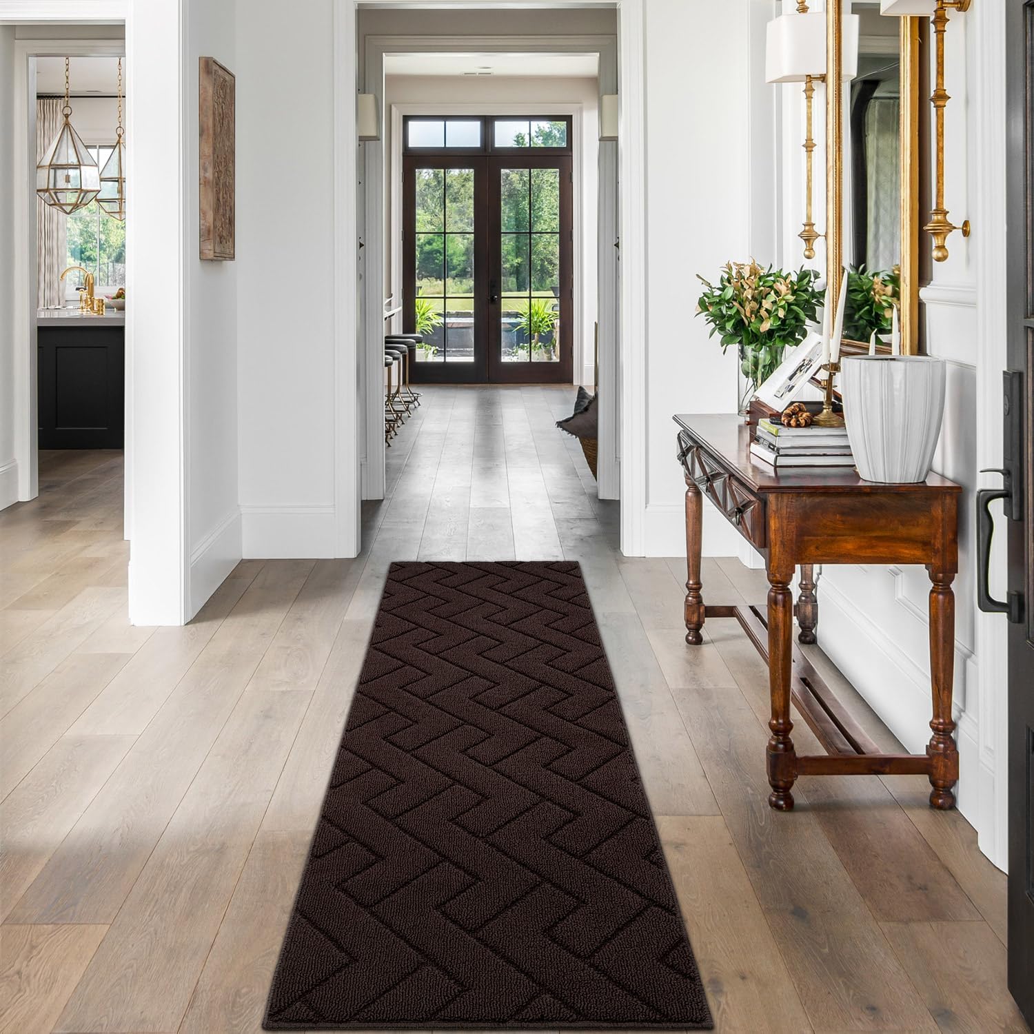 Detalle 2 de Biscpro Teppich Läufer 60 x 180 cm – waschbarer, rutschhemmender Schmutzfang für Flur, Küche & Büro
