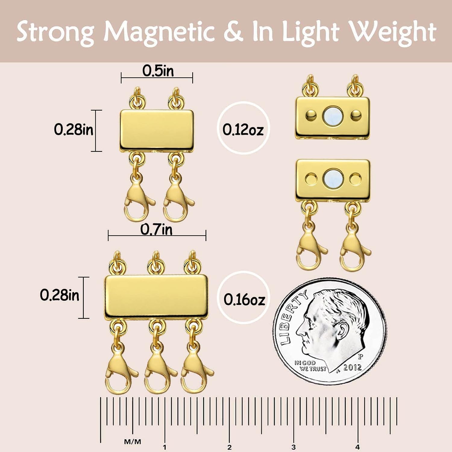 Detalle de OHINGLT Magnetic Necklace Layering Clasps, 4-Piece Gold and Silver Set