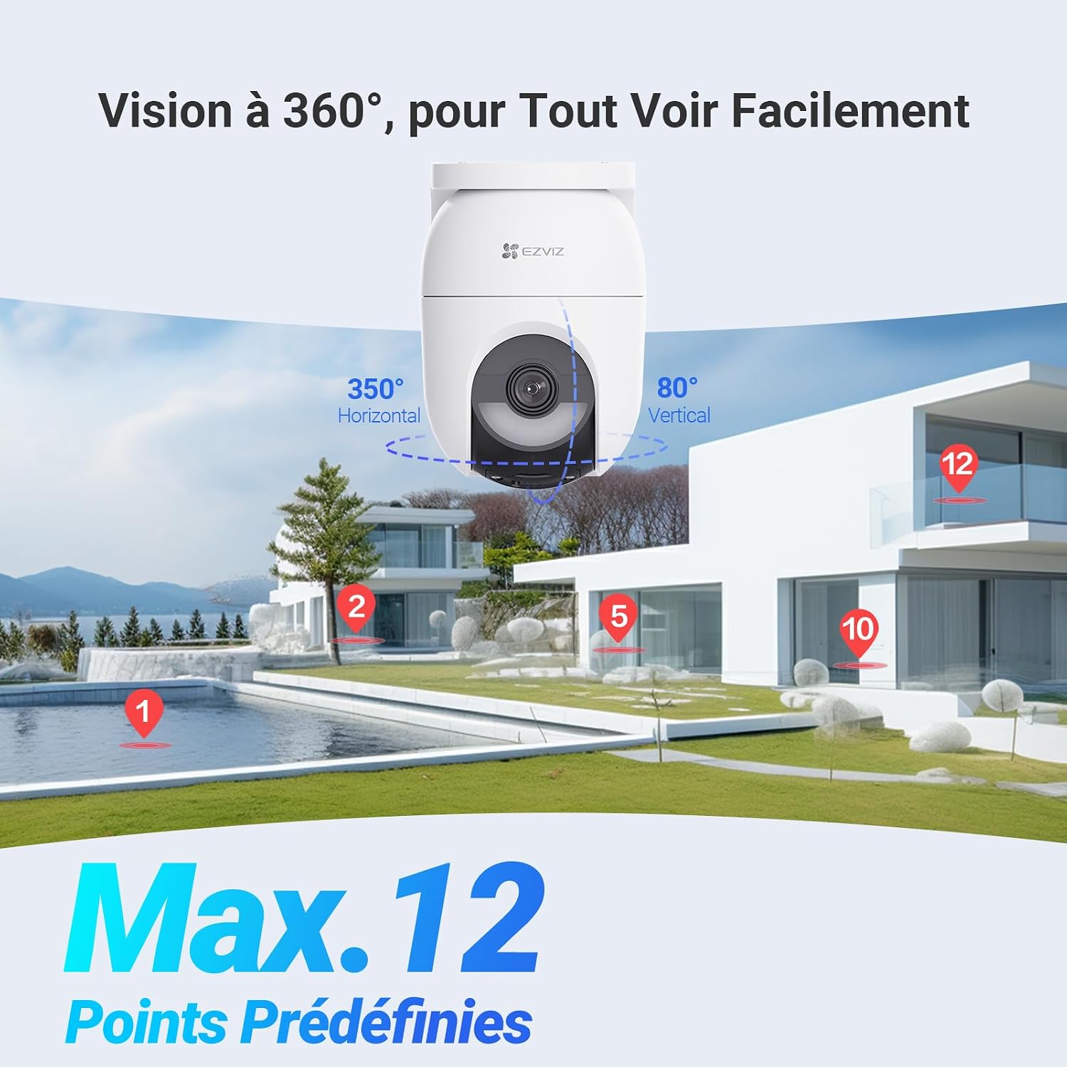 Detalle de EZVIZ CB8 Lite: Caméra Extérieure sans Fil 8MP 4K avec Mode AOV, Détection Humain/Véhicule et Défense Active