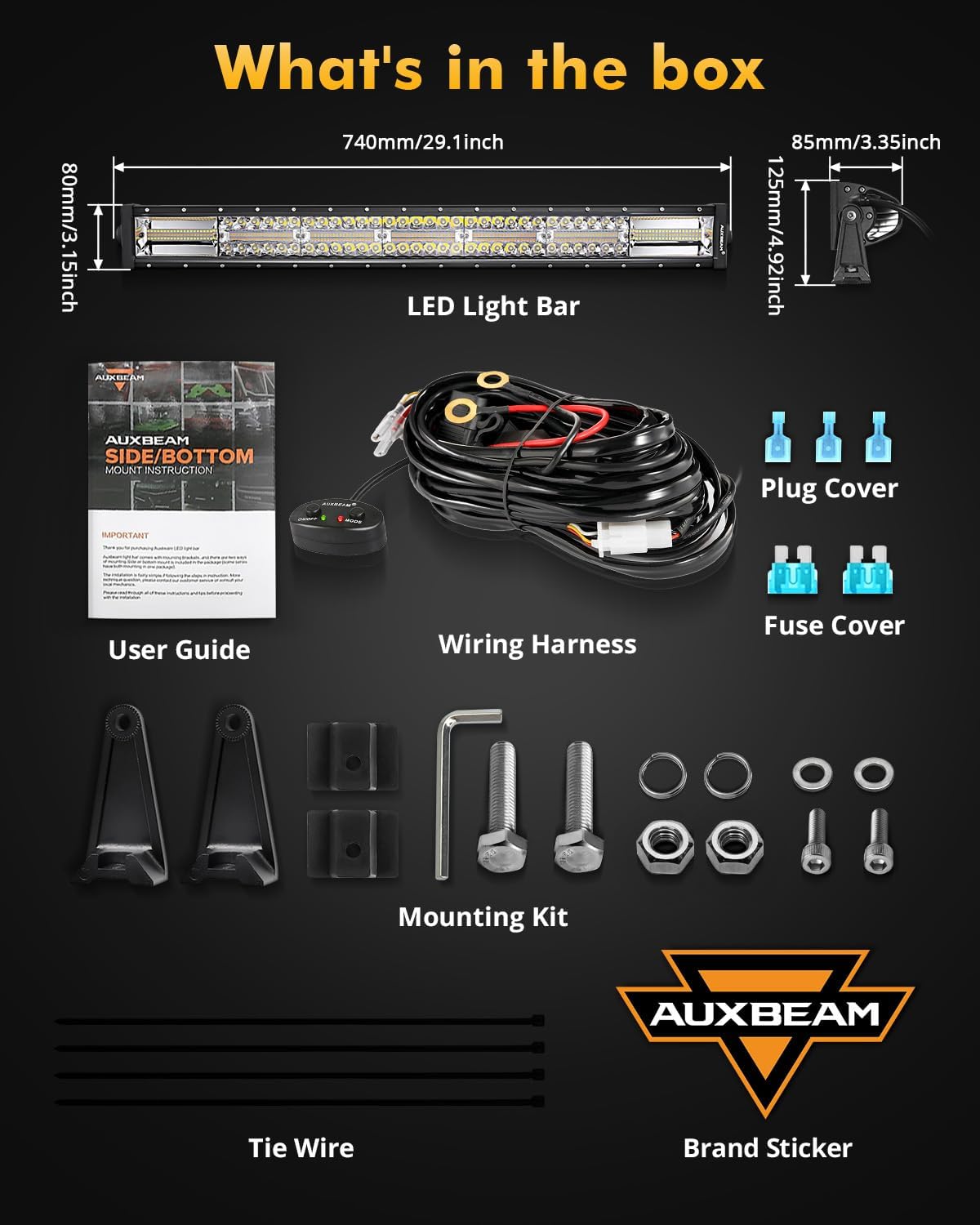 Detalle de Auxbeam 30-Inch 180W Dual-Color Light Bar