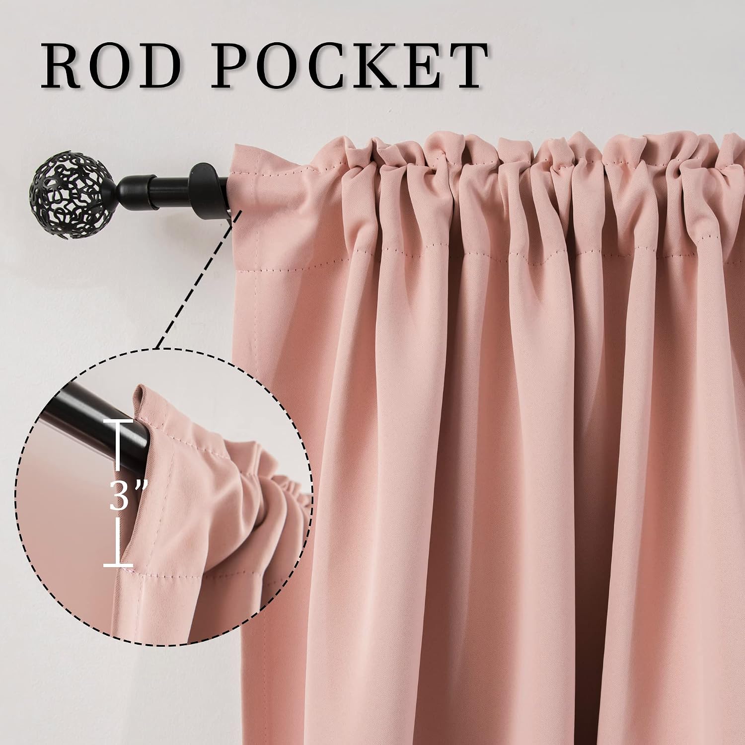 Detalle de DUALIFE Blackout Curtains 54 x 45 Inches