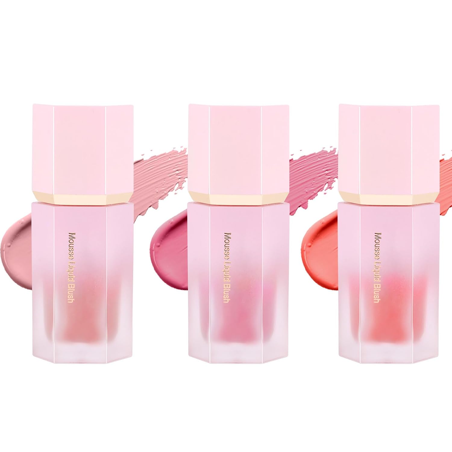 Detalle de LOPHE Blush Stick (3er-Set) flüssiges, mattes & wasserfestes Rouge Beauty Wand – für ein natürliches, langanhaltendes Finish (01+02+03)