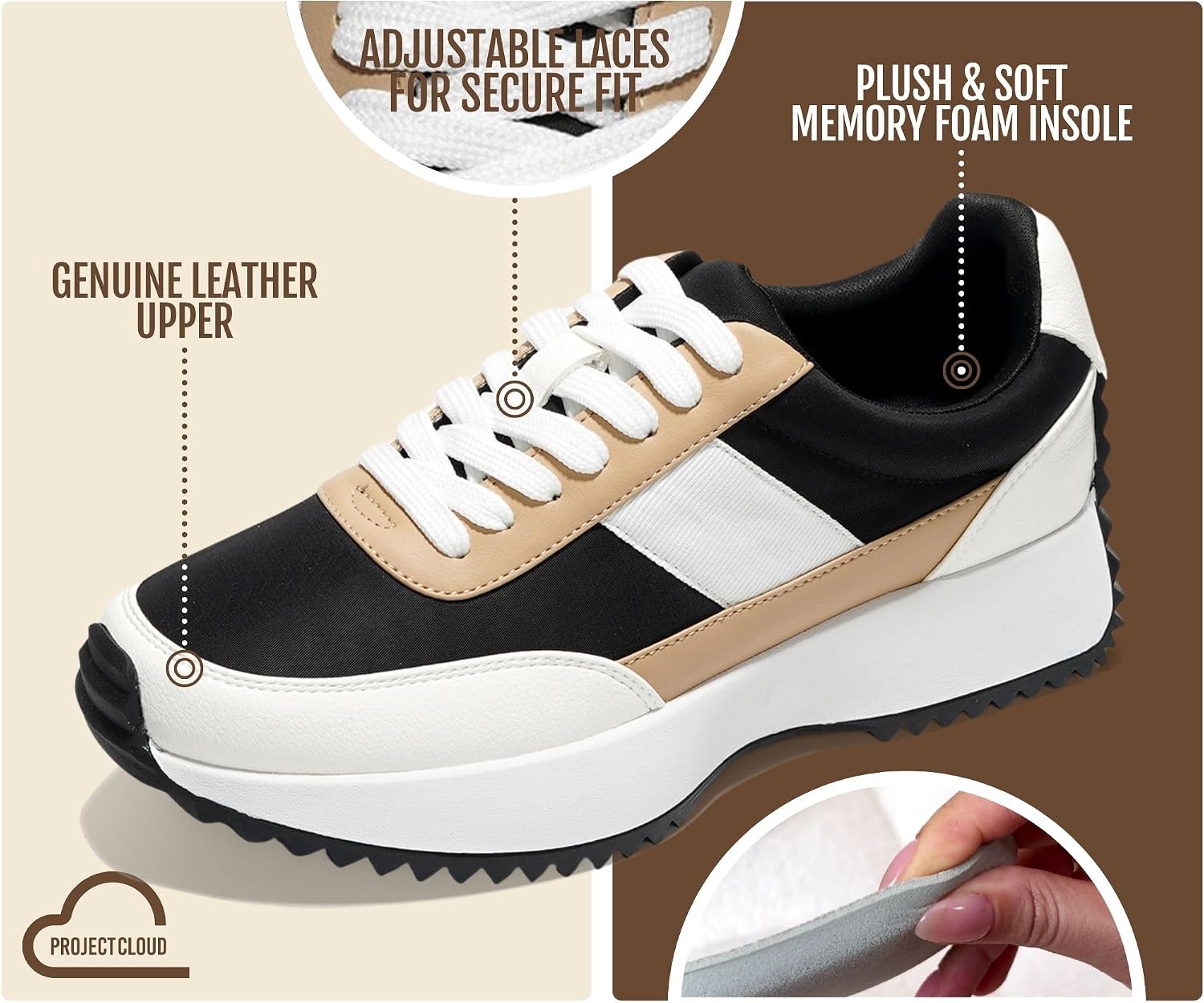 Detalle 2 de Project Cloud Womens Sneakers memory foam insole