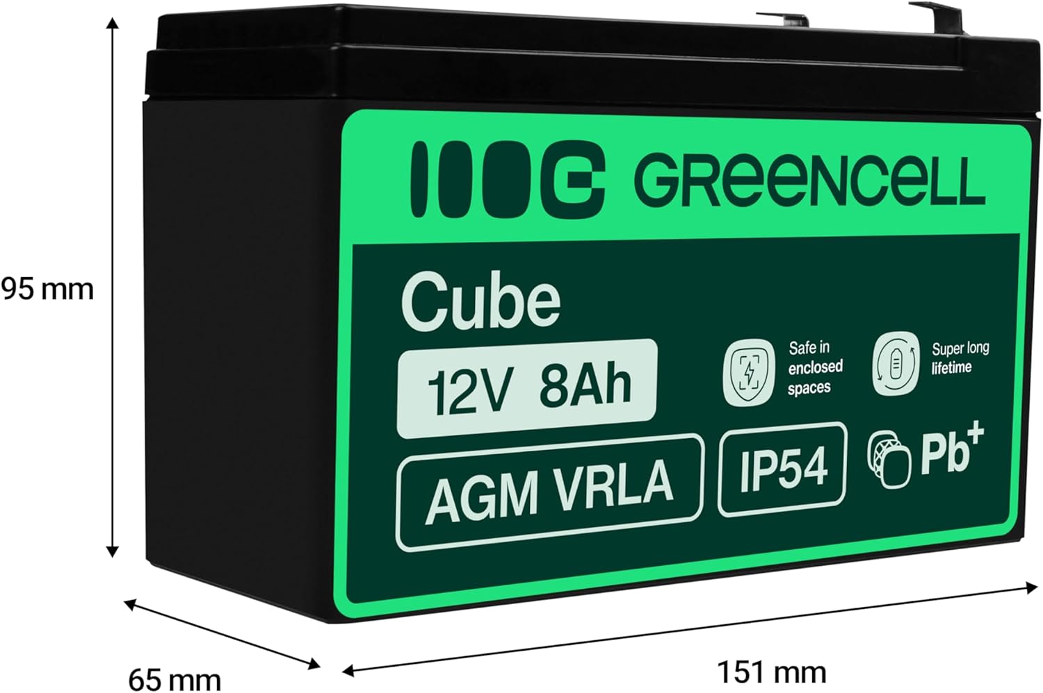 Thumbnail 1 de GreenCell Batteria al piombo AGM 12V 8Ah VRLA sigillata esente da manutenzione per UPS, allarmi e giochi