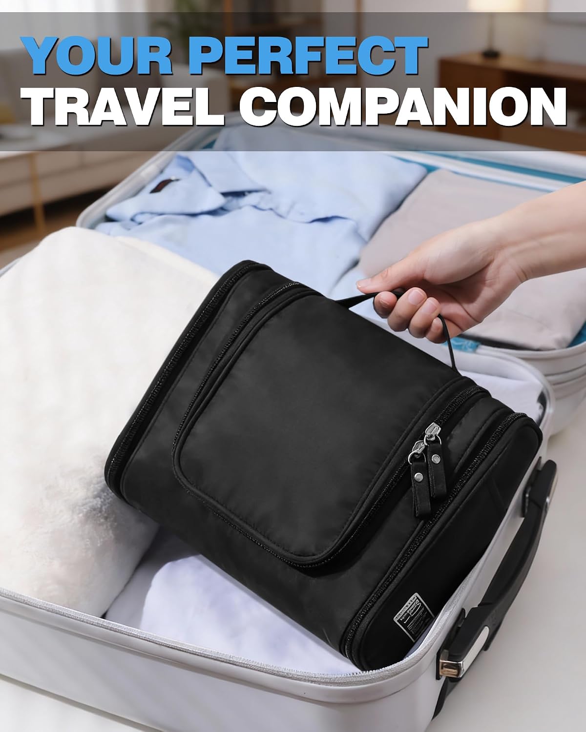 Thumbnail 6 de FitDA Hanging Toiletry Bag for Men and Women (24×20×10cm) – Lightweight Travel Wash Bag
