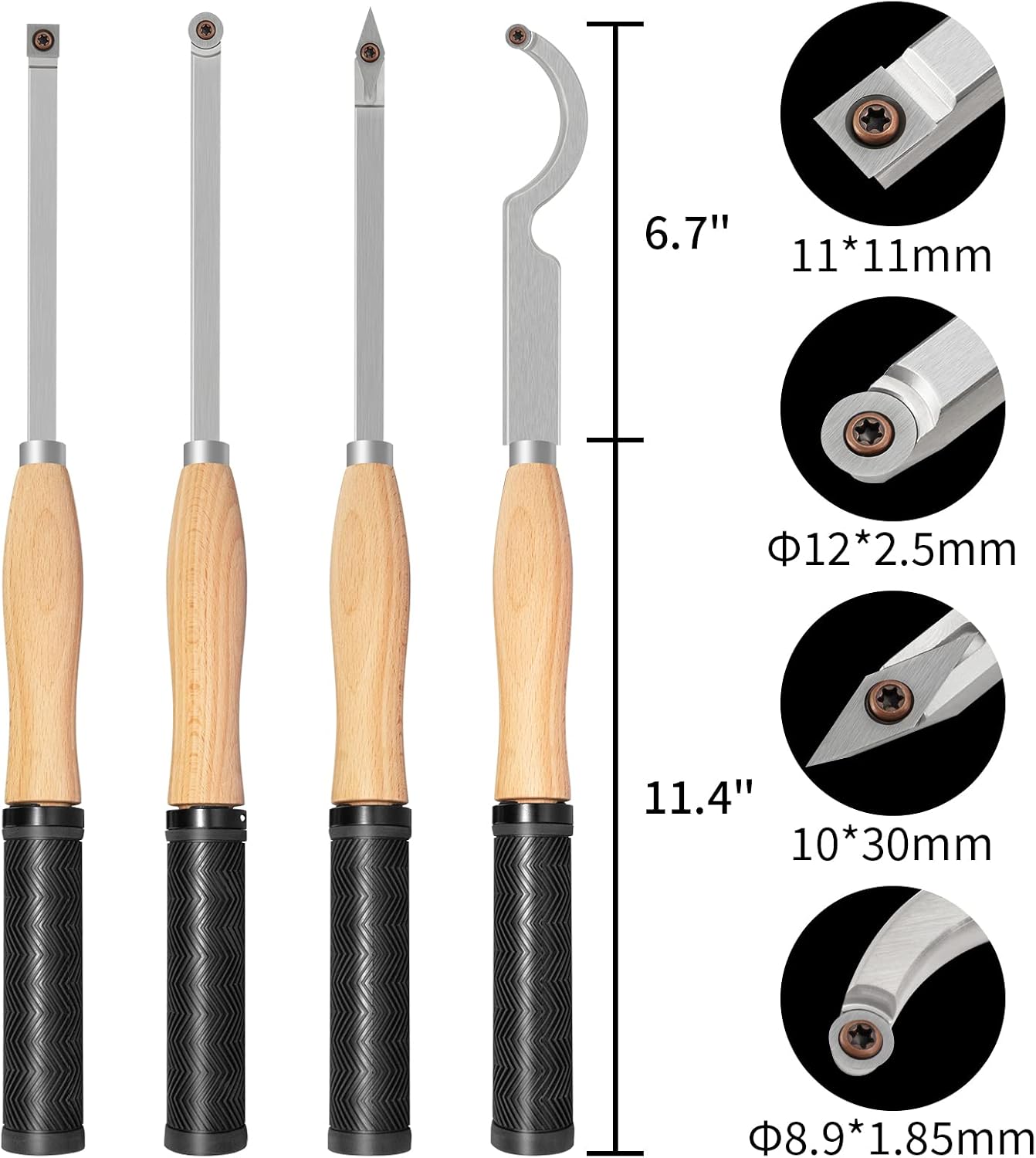 Thumbnail 1 de DEEFIINE W0404A houtdraaigereedschapsset van 46,5 cm met hardmetalen inzetstukken