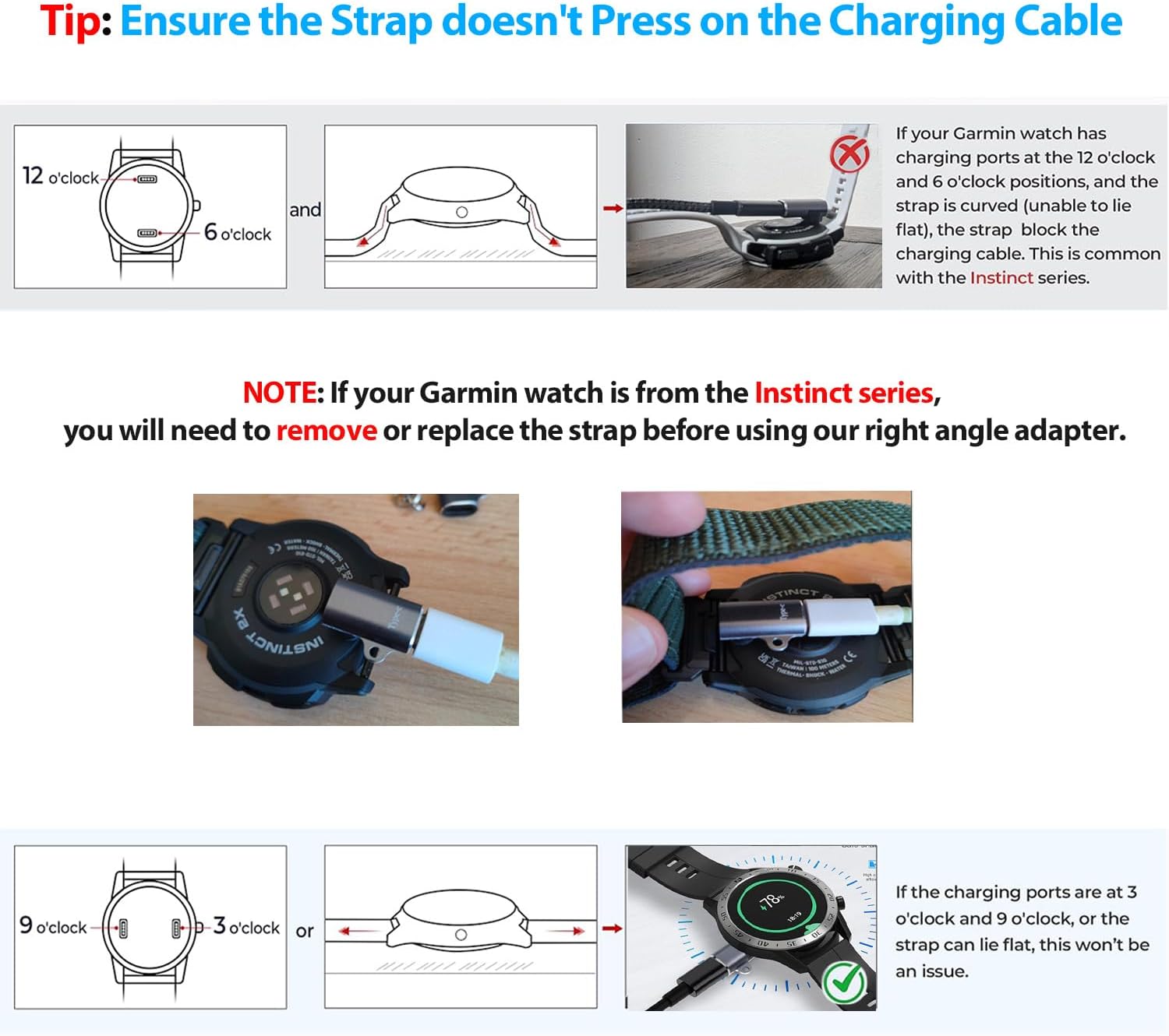 Detalle de USB‑C Ladeadapter für Garmin-Uhren (4er Set) mit rechtwinkligem & geradem Anschluss
