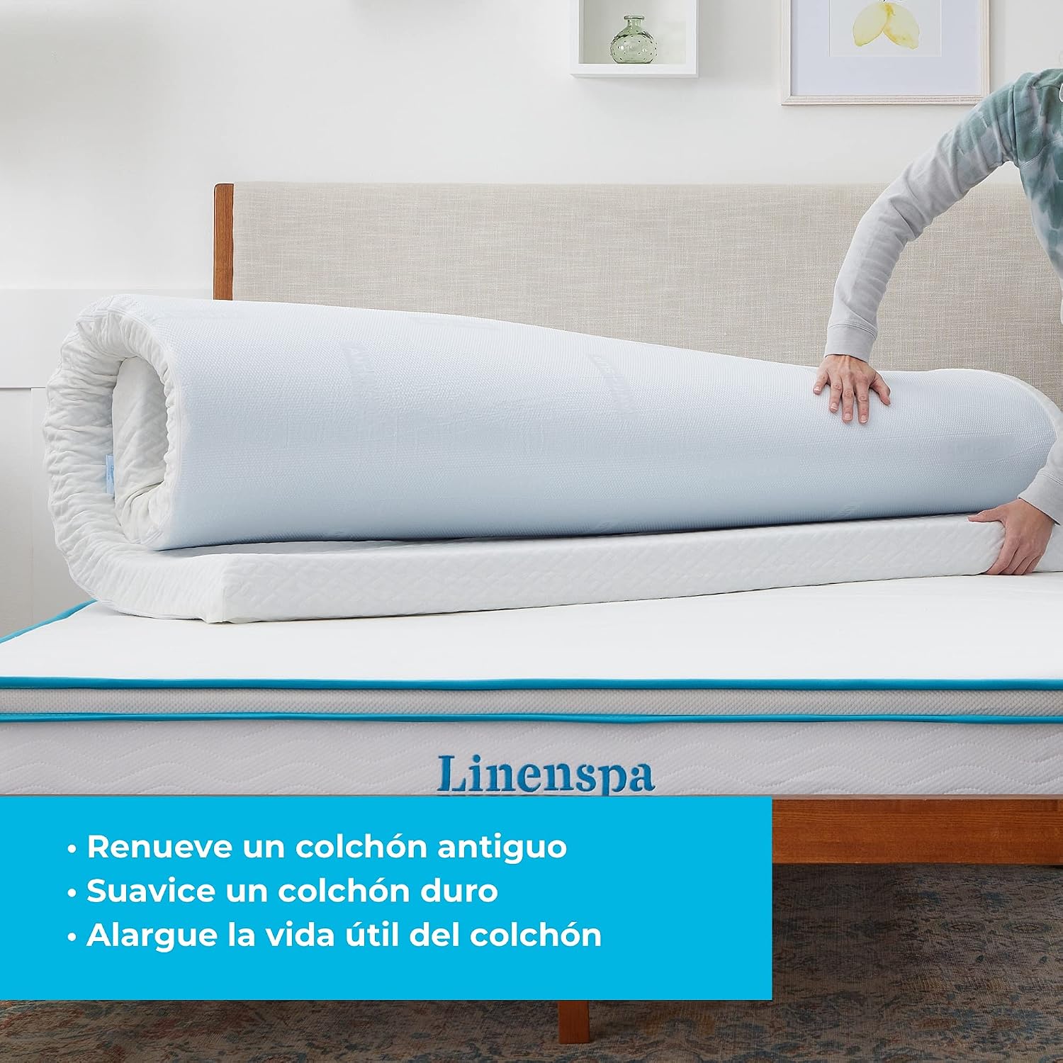 Thumbnail 3 de Linenspa Topper Viscoelástico 160x190cm con Gel y funda lavable 💤