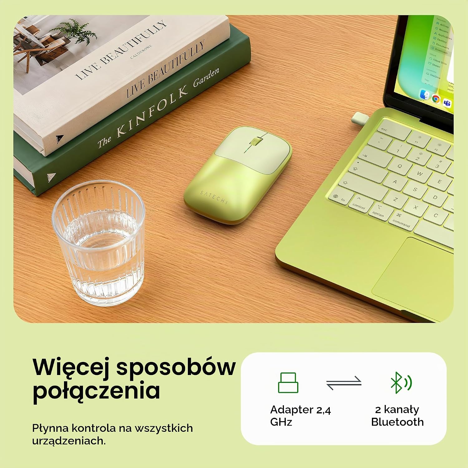 Detalle de SATECHI Slim EX MN25STH07 – mysz bezprzewodowa Cytrus, ciche kliknięcia