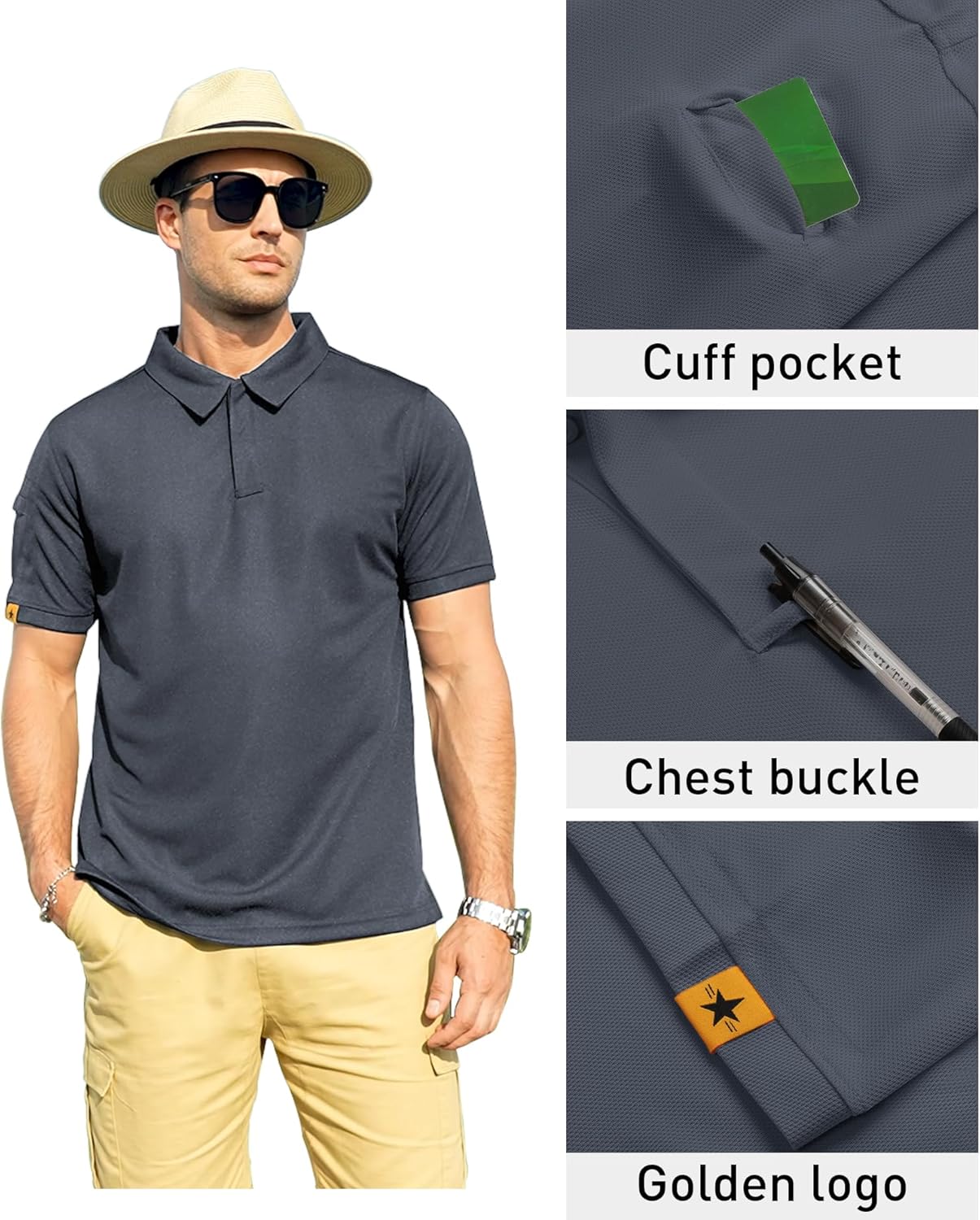 Thumbnail 1 de ZITY Men’s Short-Sleeve Polo Shirt with Collar, Moisture-Wicking Stretch