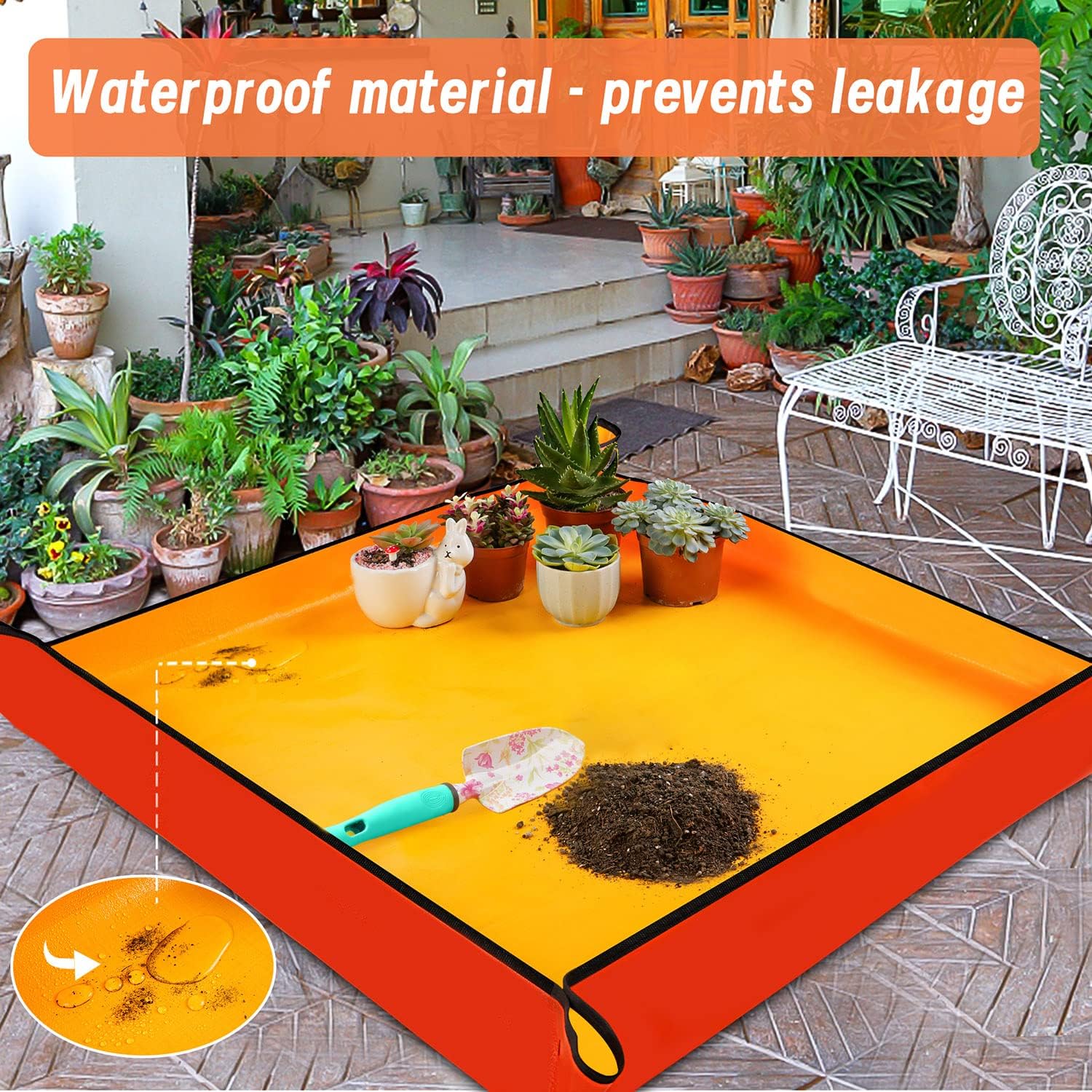 Detalle de Onlysuki JH-0100 Extra-Large Repotting Mat, 39.5" Square Waterproof Tray
