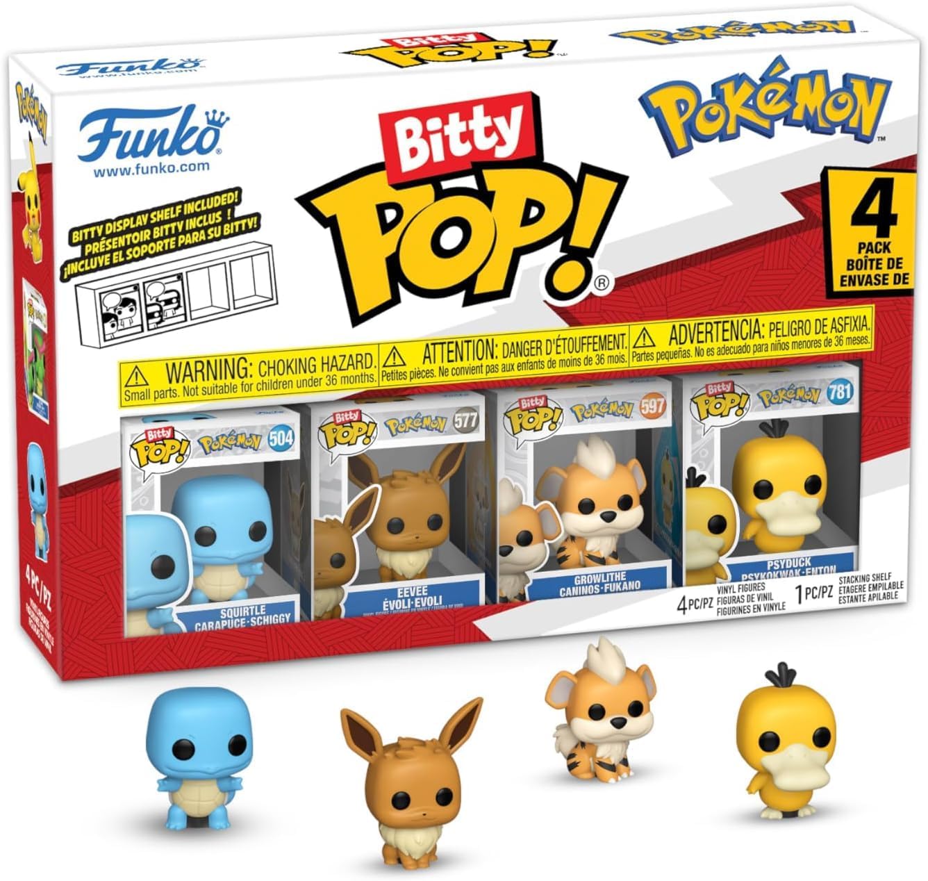 Thumbnail 1 de Funko Bitty POP! 4 Pack: Pokemon – Squirtle, Eevee, Growlithe, Psyduck (0,9 Zoll) Sammelbar