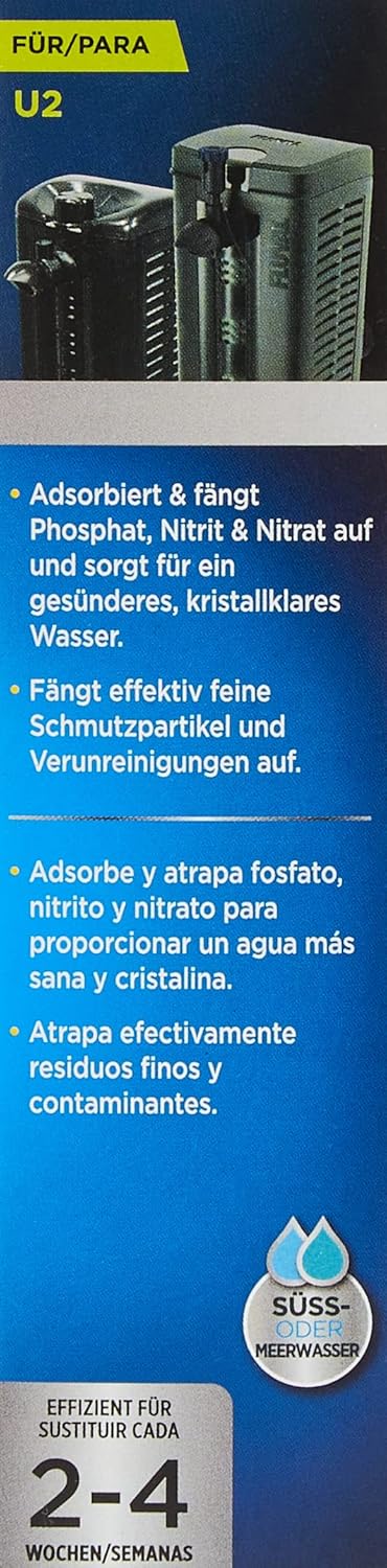 Detalle de Fluval Clearmax Filtereinsatz mit Premium-Harz – Absorption von Phosphat, Nitrit und Nitrat (2er Pack) für Fluval Innenfilter U2