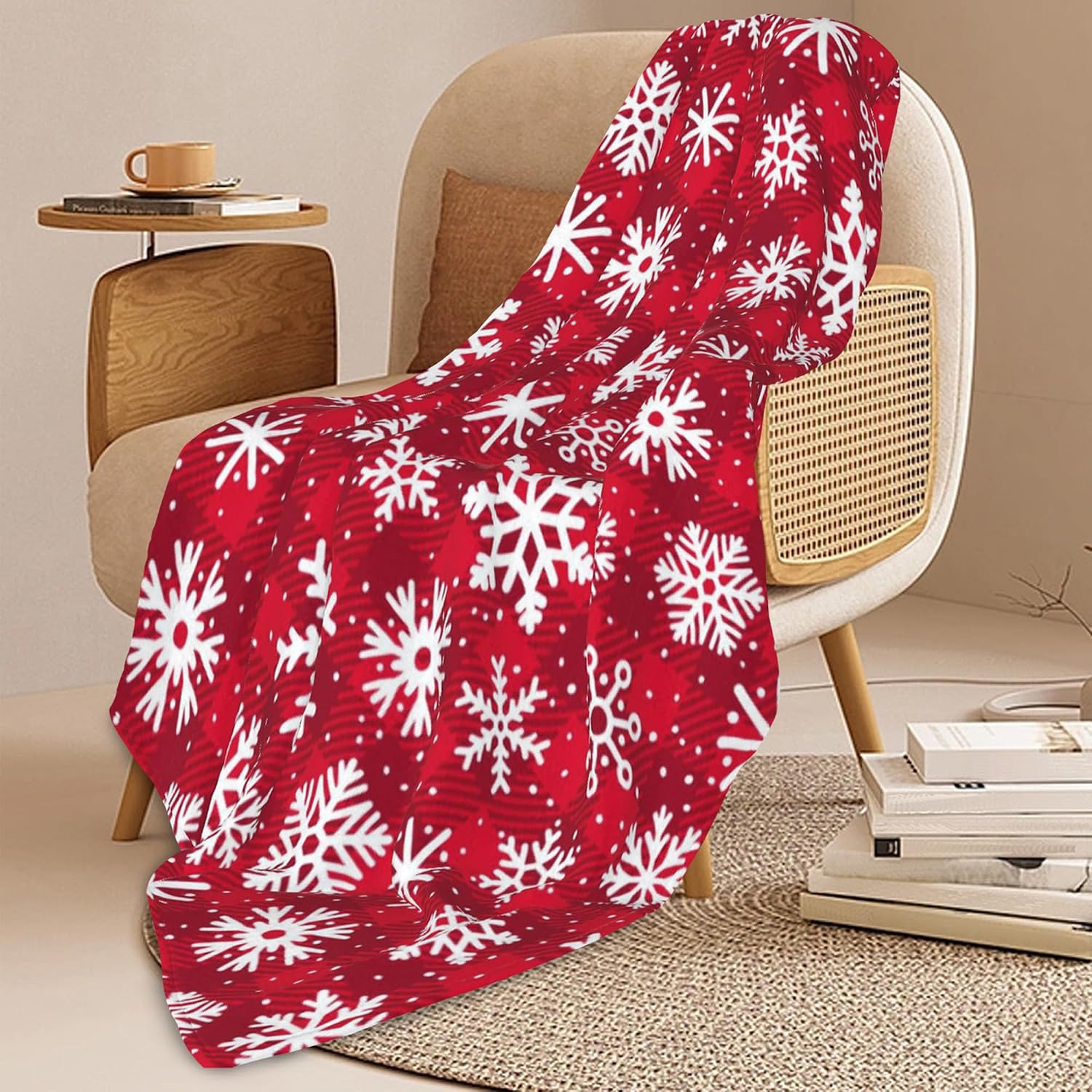 Detalle de HUSITI Snowflakes Christmas Decor Throw Blanket (50" x 60")