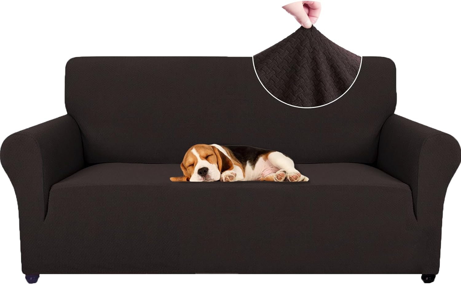 Thumbnail 6 de Ystyle housse de canapé 4 places extensible avec accoudoirs, antidérapante anti-poils animaux – bordeaux