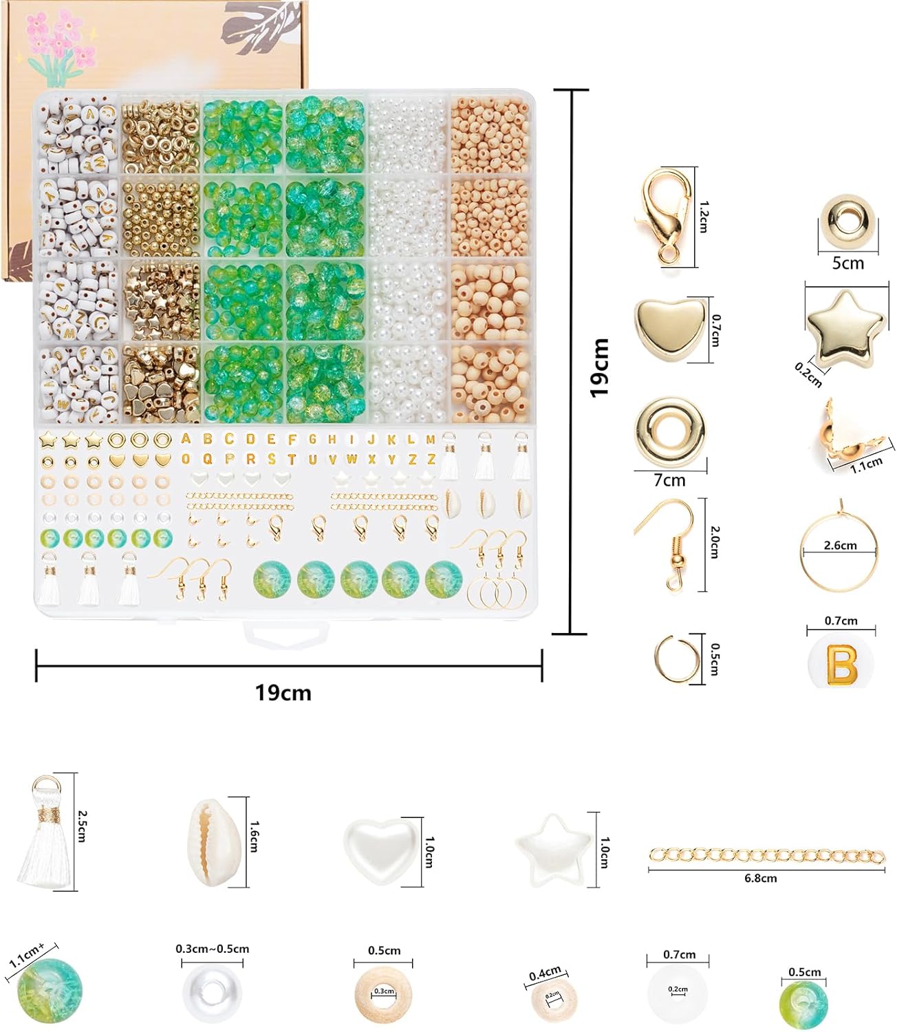 Thumbnail 2 de Leuyuee Glasperlen-Set für Schmuck DIY (ca. 240 Perlen) – Craquelé & Farbverlauf, zum Auffädeln