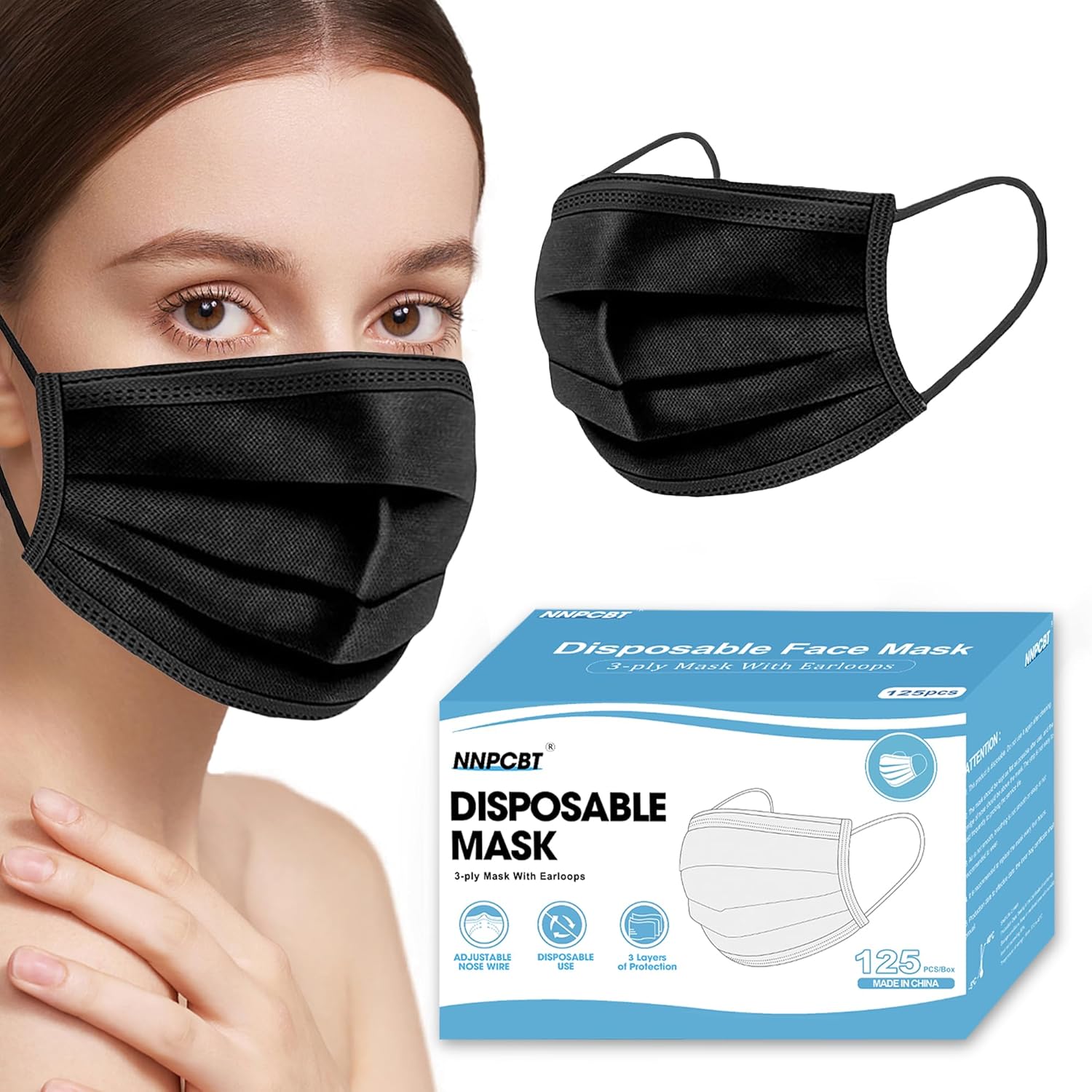 Thumbnail 6 de NNPCBT 100PCS 3-Ply Black Face Mask 🎓