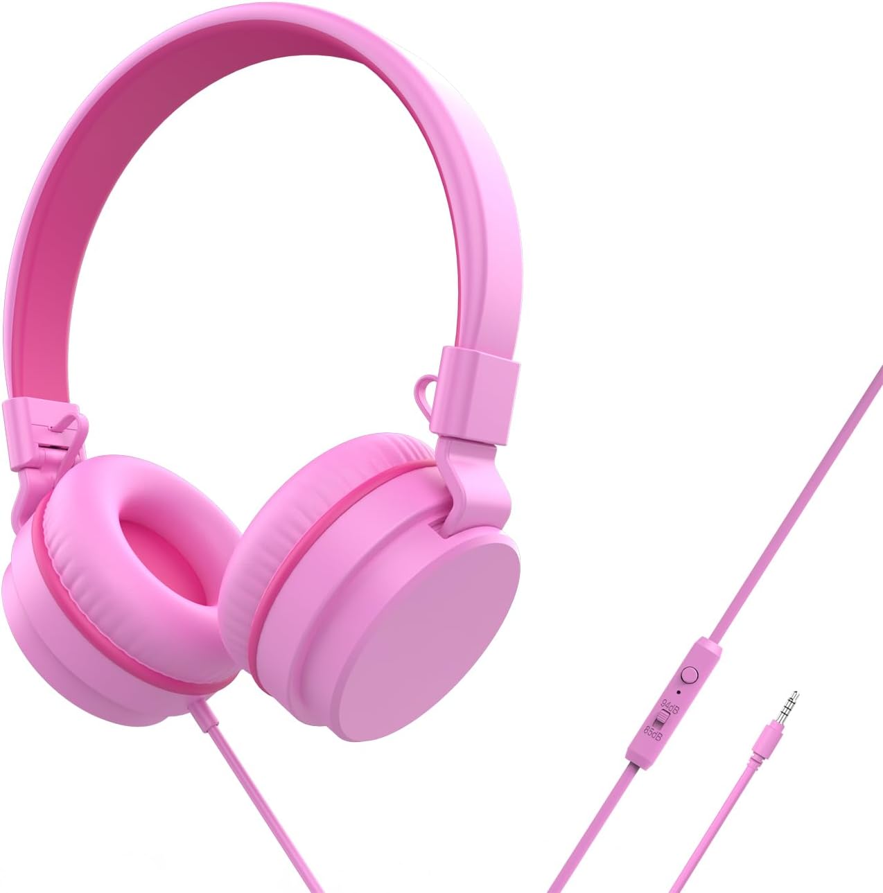 Detalle de Kids Headphones Wired: Safe Volume-Limited On-Ear Headphones for Kids (Pink)
