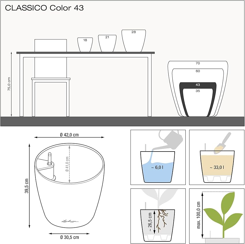 Detalle 2 de Lechuza Classico Color 43 macetero con riego 33 l