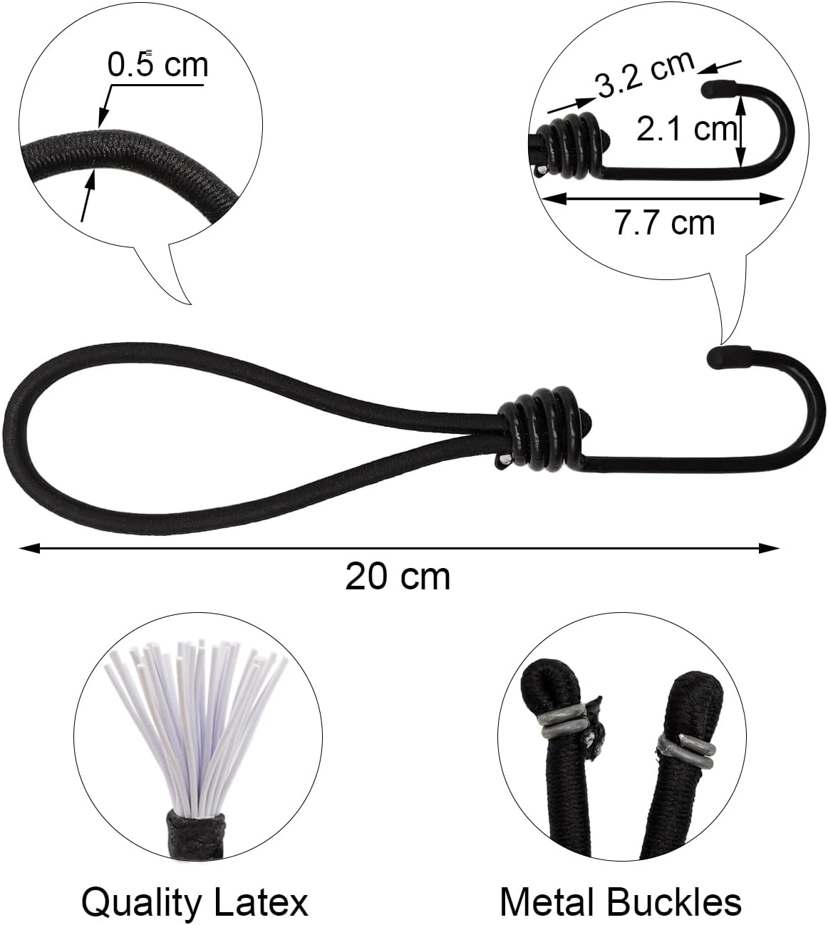 Thumbnail 1 de BINCKIN Spanngummi mit Haken, 20 cm (12 Stück) – Gummispanner für Planen, Netze & Poolabdeckung