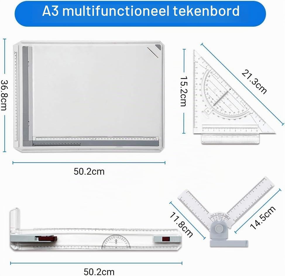 Detalle de Greensen cbfac268-f04a-4c83-932f-6ce9cb647d76 A3-tekentafel met parallelle linialen