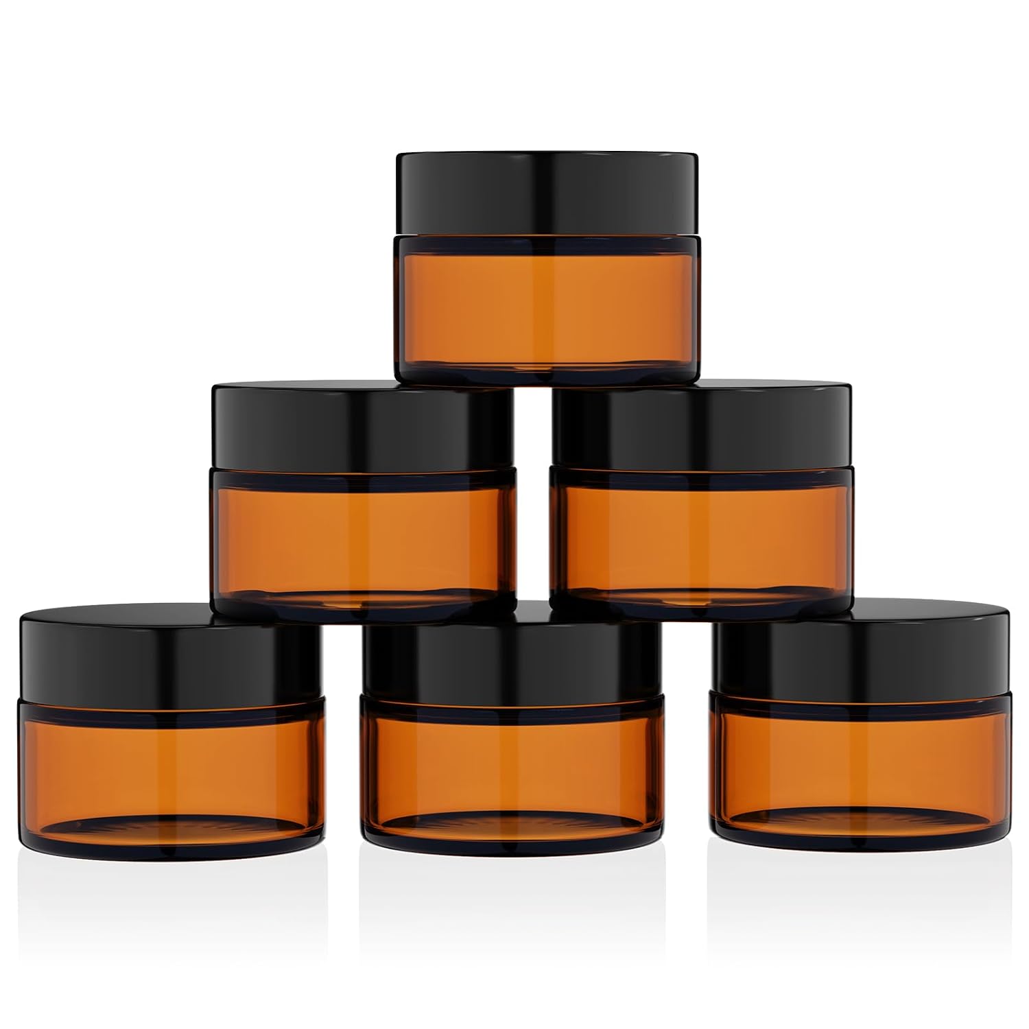 Detalle de HOTUT Amber Glas Leerdose (6 Stück) – 50 ml Glas-Cremedosen zum Nachfüllen für Reise & Kosmetik