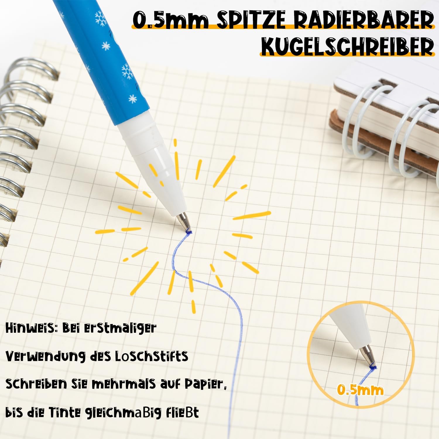 Thumbnail 4 de Zouwel radierbare Gelstifte im 8er-Set (0,5 mm Spitze) – mit Tier- und Weltraum-Motiven