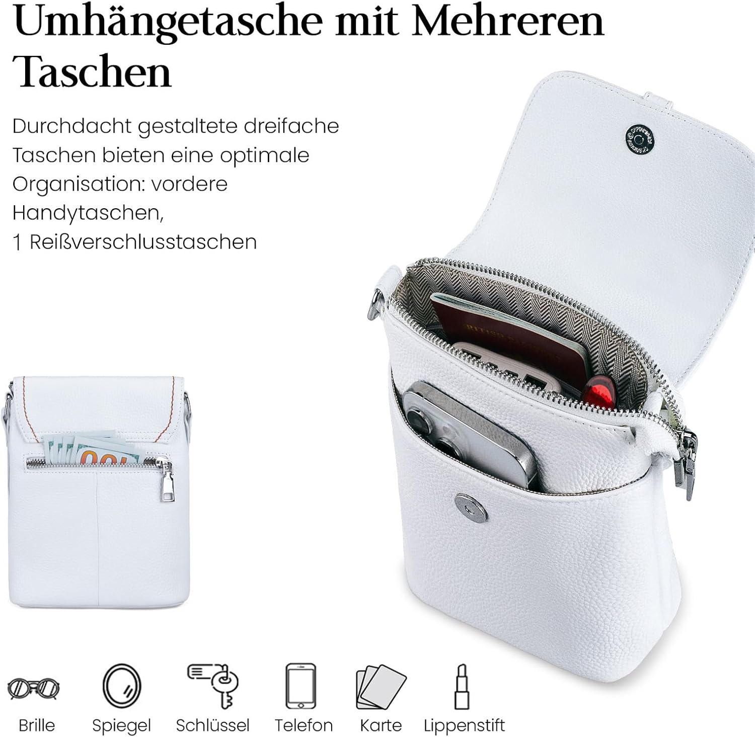 Thumbnail 4 de befen Echtleder Handytasche zum Umhängen Damen RFID-Blockierung Crossbody Tasche Klein Leder Handtasche mit Geldbörse