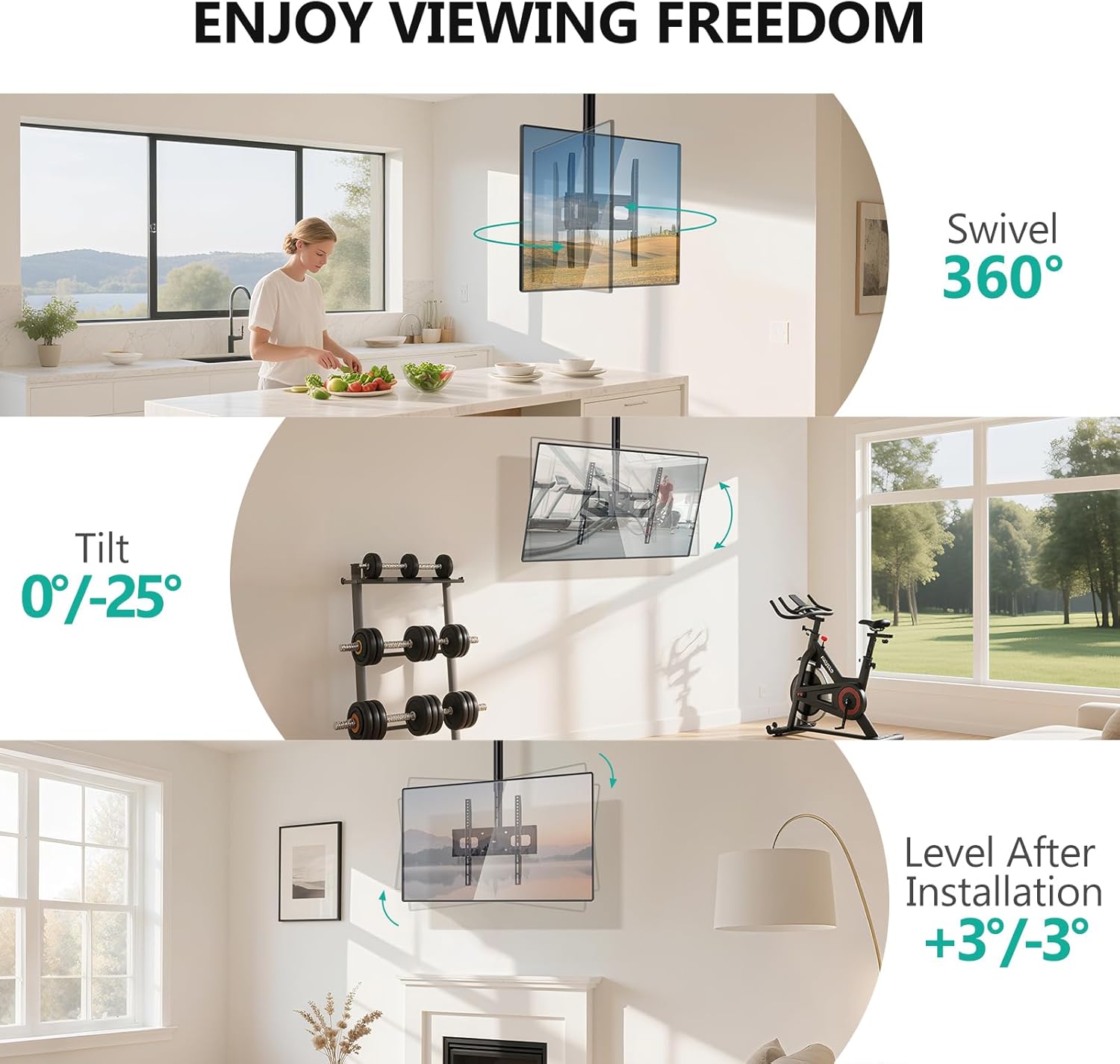 Thumbnail 3 de WALI CM2665-P Ceiling TV Mount 26–65 inch