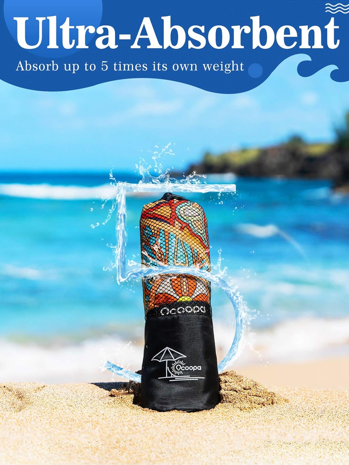 Thumbnail 3 de OCOOPA Beach Towel Microfiber Extra Large 178x80 cm – Quick Dry, Sand Free & Travel Ready