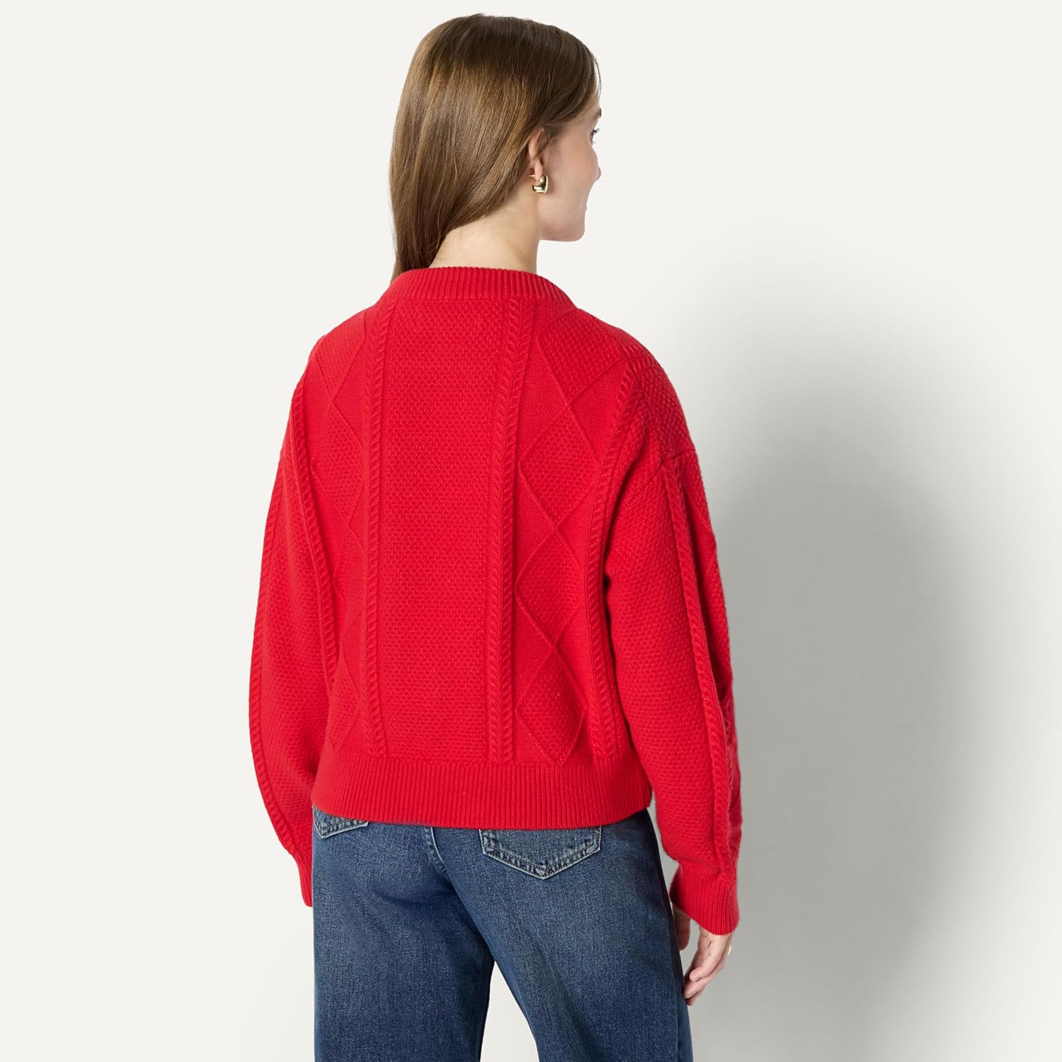 Thumbnail 1 de Amazon Essentials Damen Relaxed-Fit Pullover mit Rundhalsausschnitt und Zopfmuster