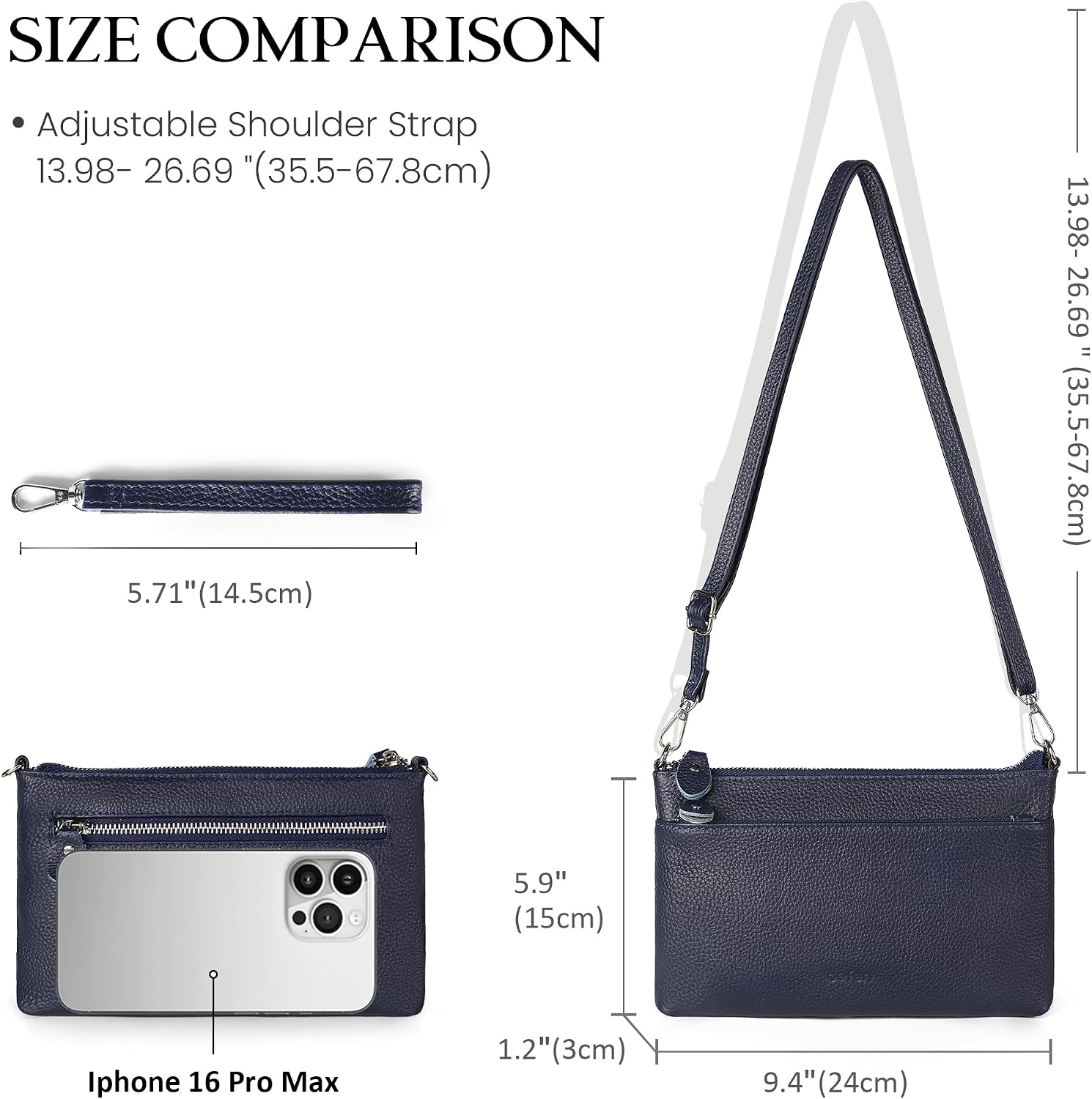 Thumbnail 3 de befen Genuine Leather Cross Body Bag for Women — Small Phone Bag with RFID, 2 Straps