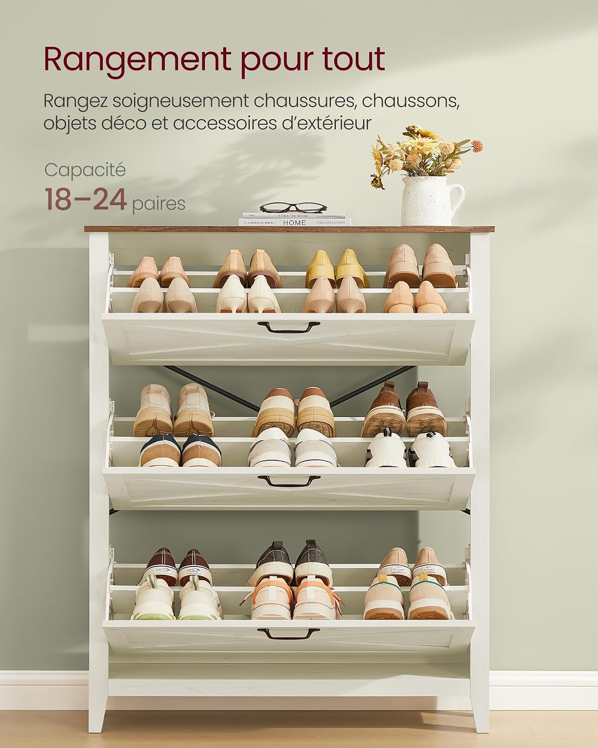 Thumbnail 4 de Meuble à chaussures VASAGLE LIRY 3 abattants, 18 à 24 paires