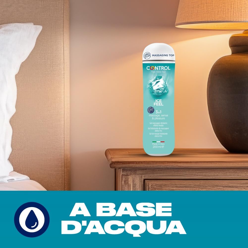 Detalle de Control Ice Feel Gel Massaggio 3 in 1 a base d'acqua con effetto rinfrescante – 200 ml, Made in Italy