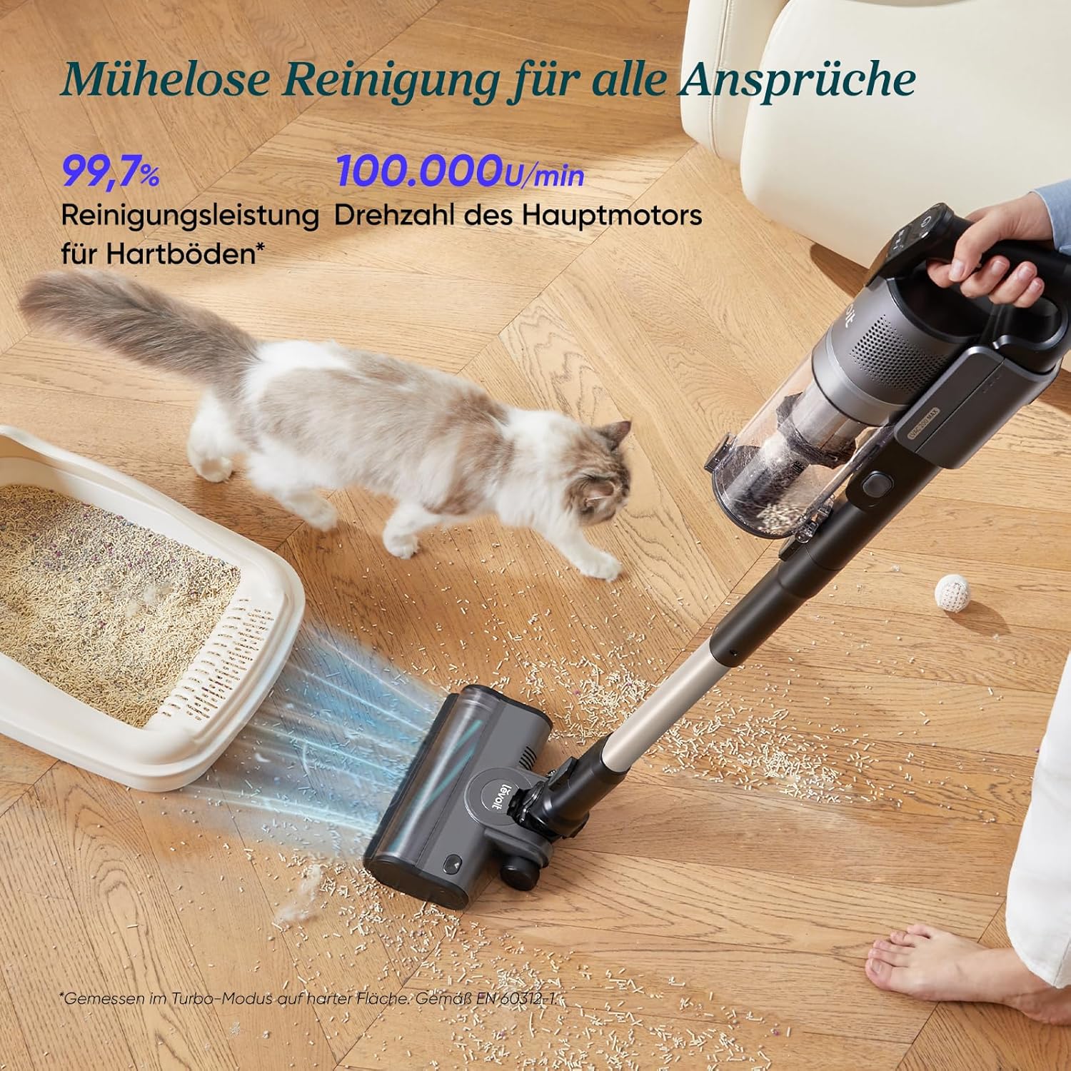 Detalle de Levoit LVAC-200 MAX Akku-Staubsauger mit HEPA‑Filter für 100 m² 🧹