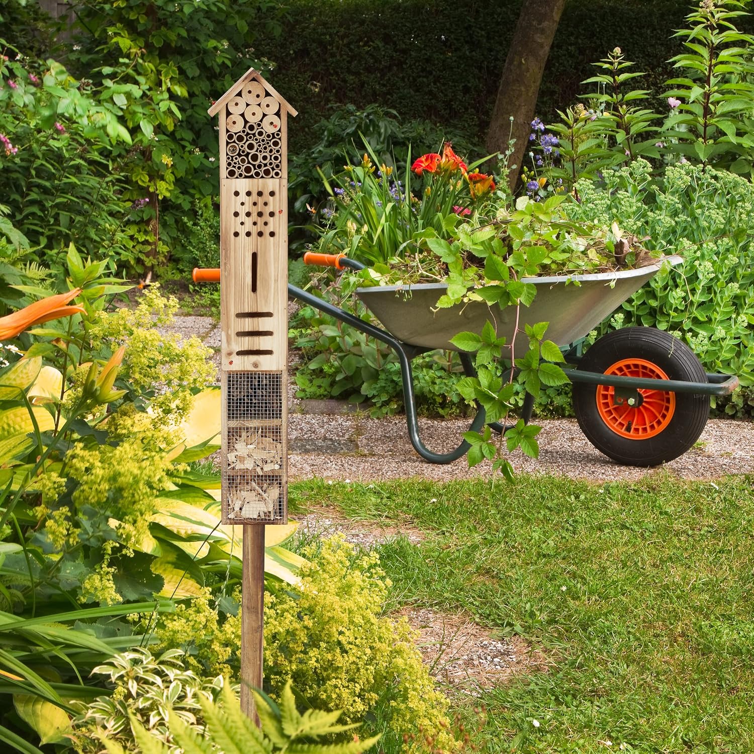 Detalle de Relaxdays Insect Hotel With Stand — Wood Butterfly Home for Wildlife Biodiversity